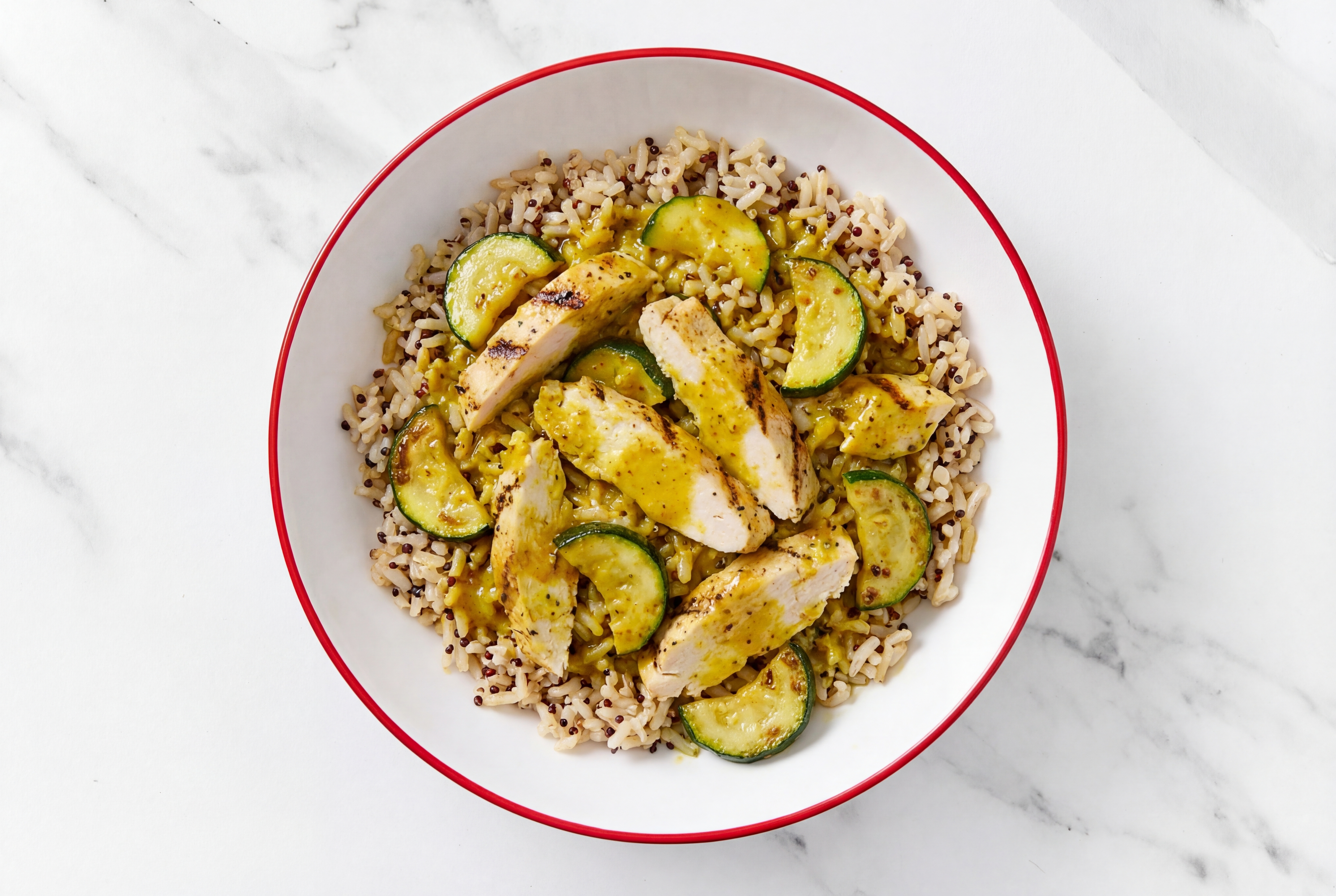 Herby Curry Chicken + Zucchini Brown Rice Bowl | Hungryroot