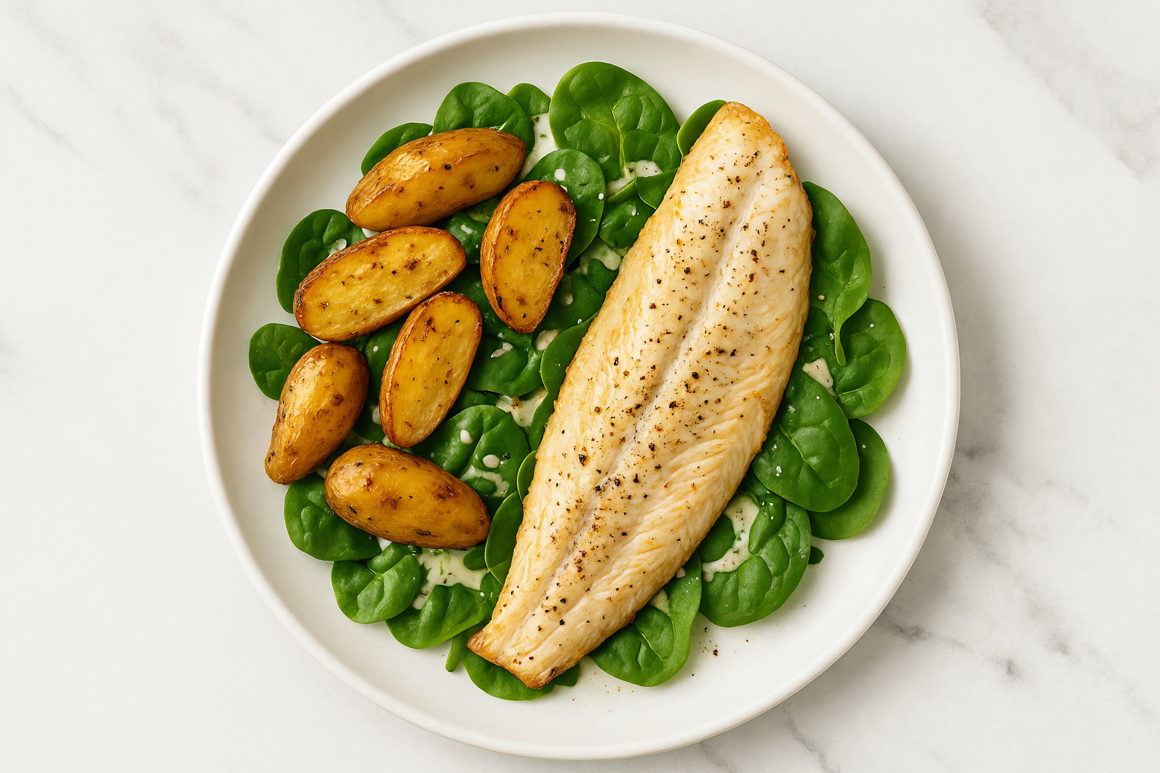 Roasted Trout Caesar Salad with Baby Spinach