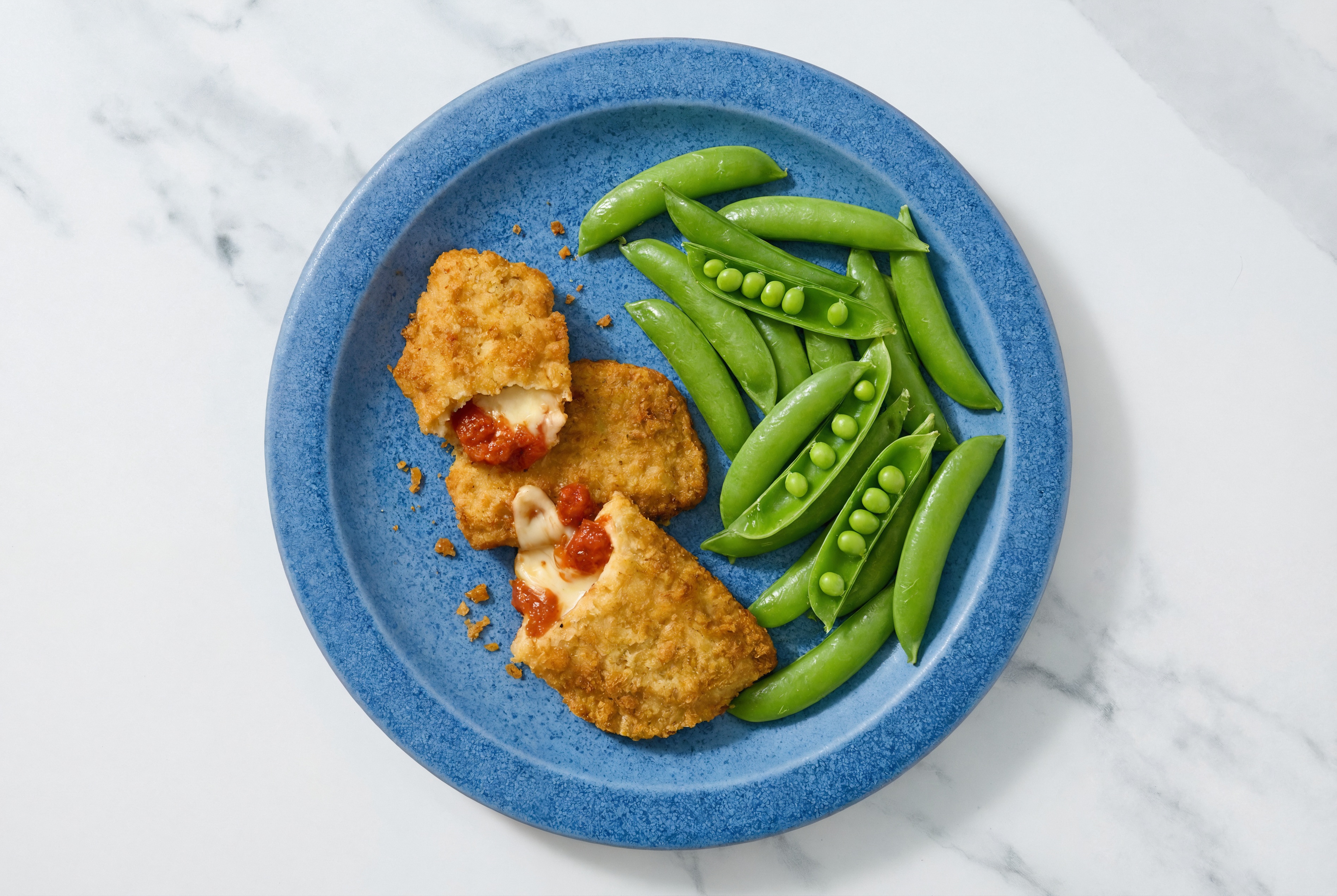 "Chicken" Parm with Snap Peas
