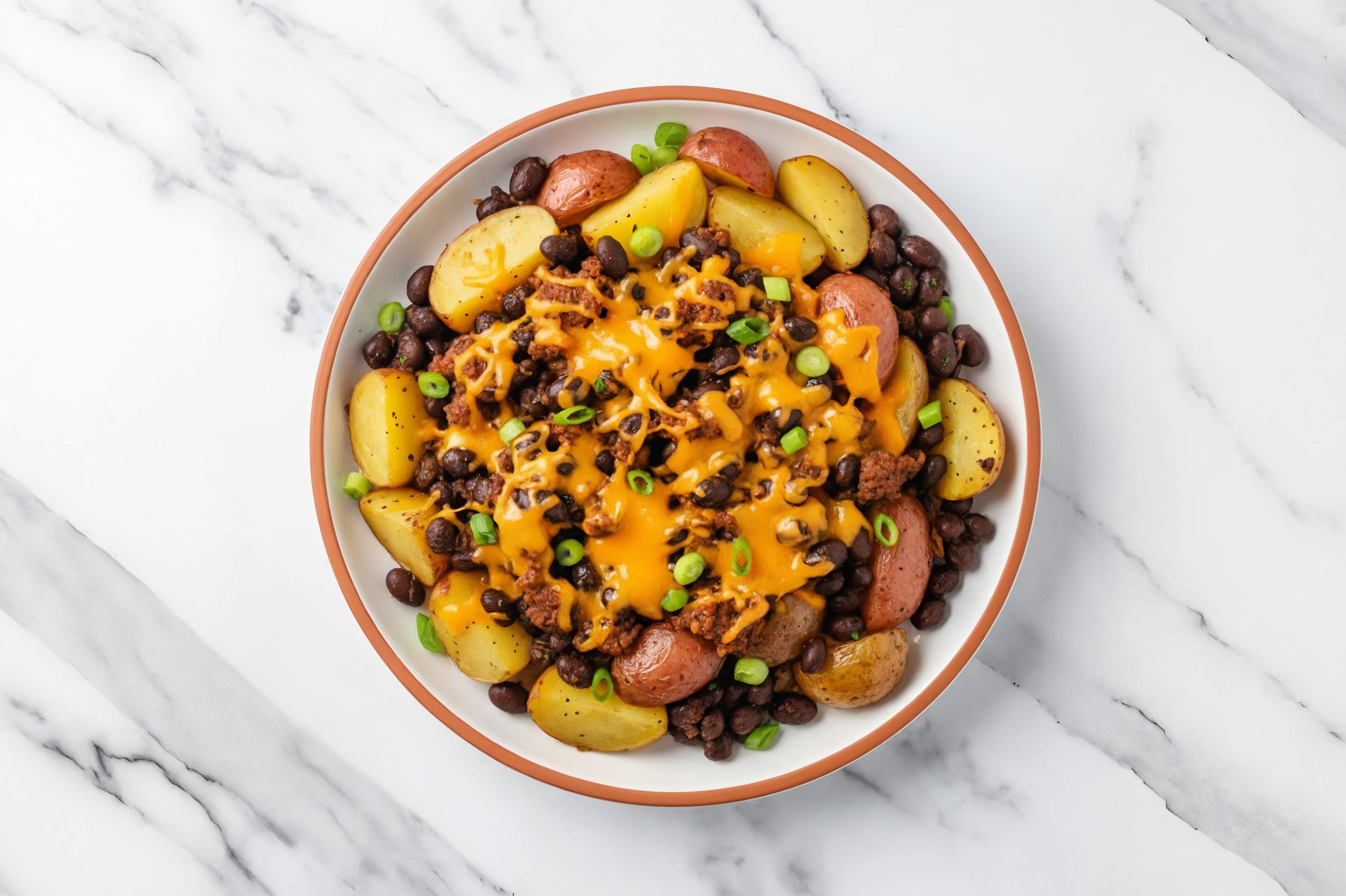 Bison + Cuban Spiced Black Beans Bean Potato "Nachos"