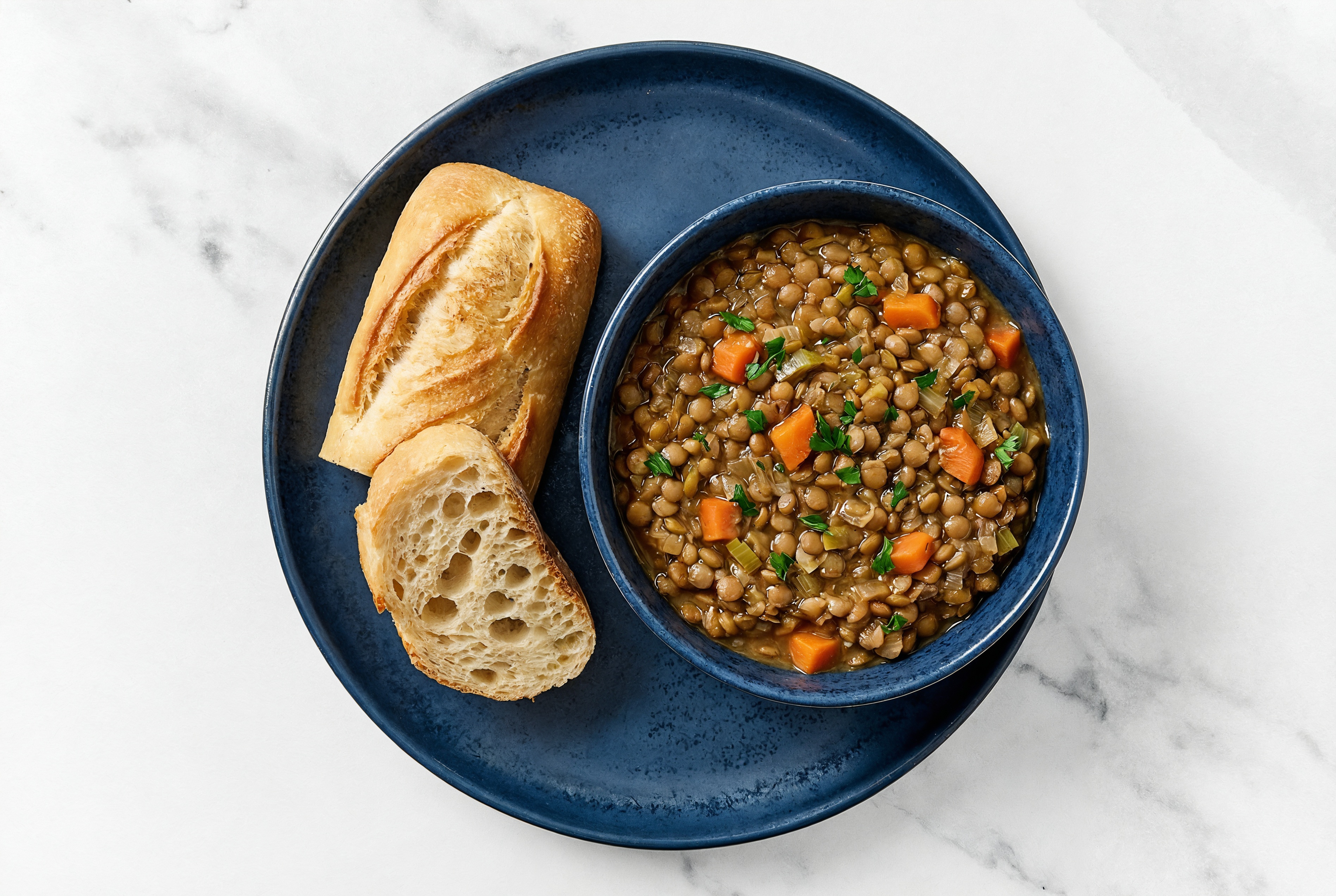 French Mirepoix Lentils  + Baguette