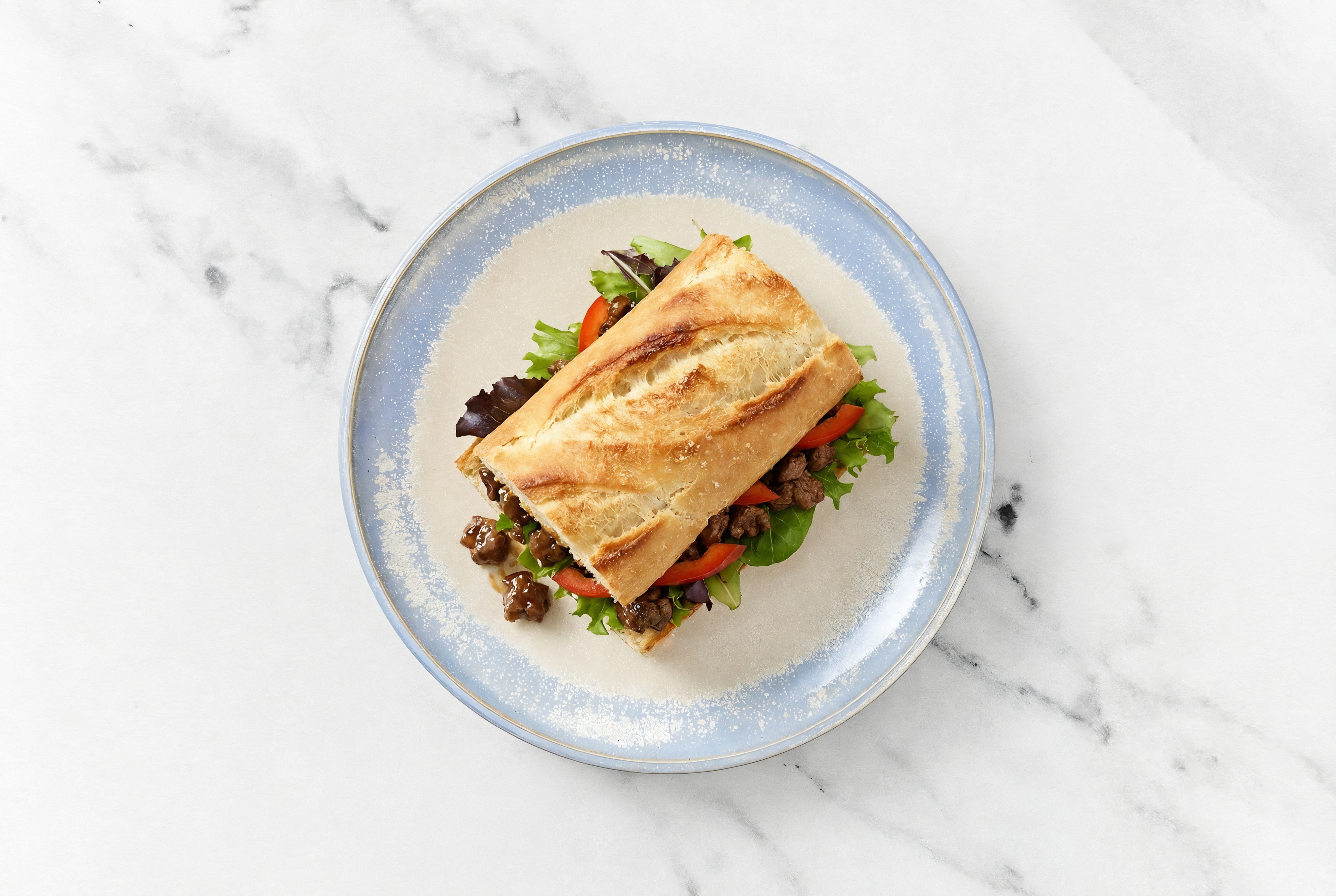 Teriyaki Bison Baguette with Red Pepper + Spring Mix Lettuce