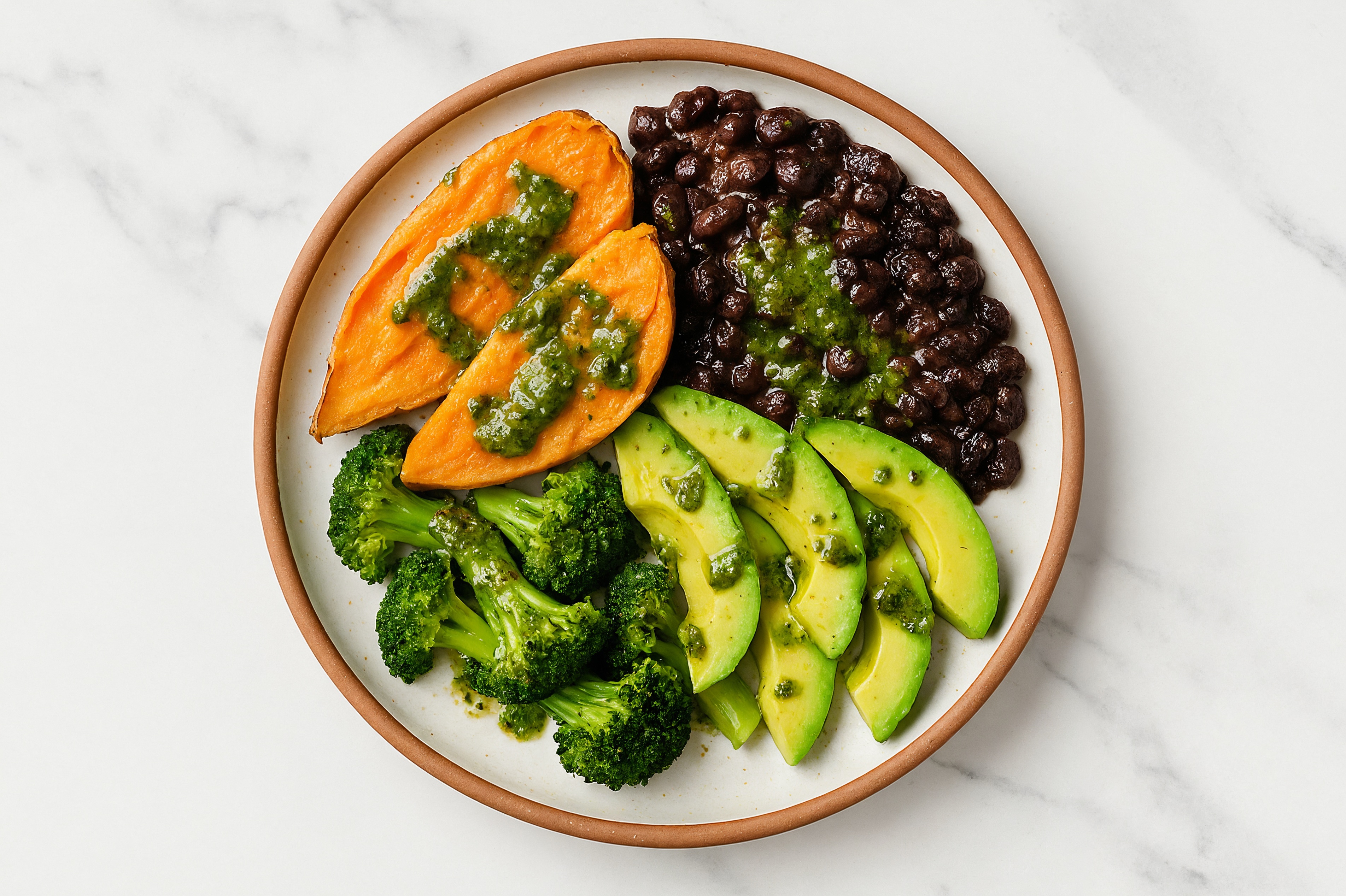 Cuban Spiced Avocado & Black Beans Bean Sweet Potato with Chimichurri