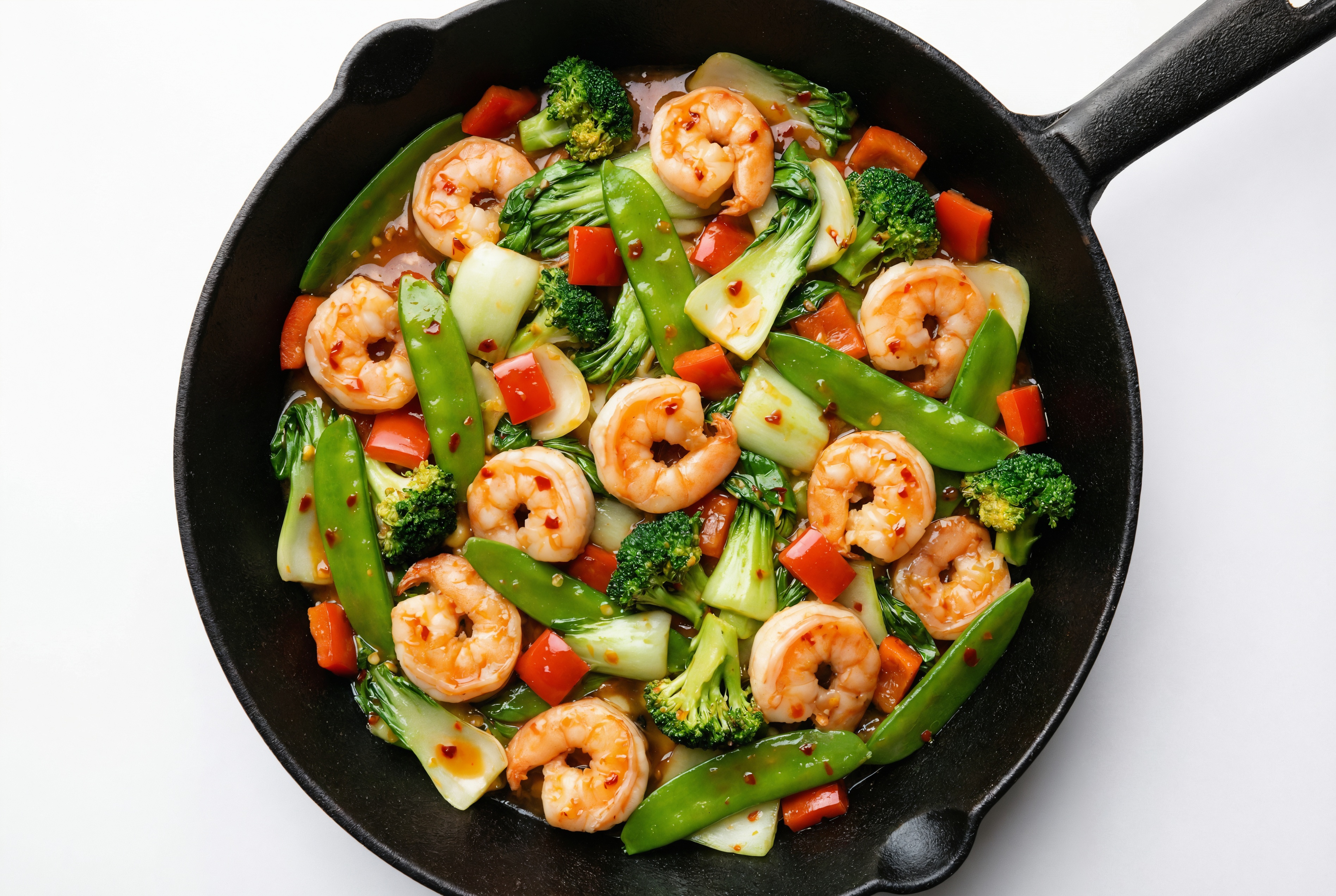 Sweet Chili Lime Shrimp with Bok Choy Mix + Bell Organic Pepper over Rice with Beans