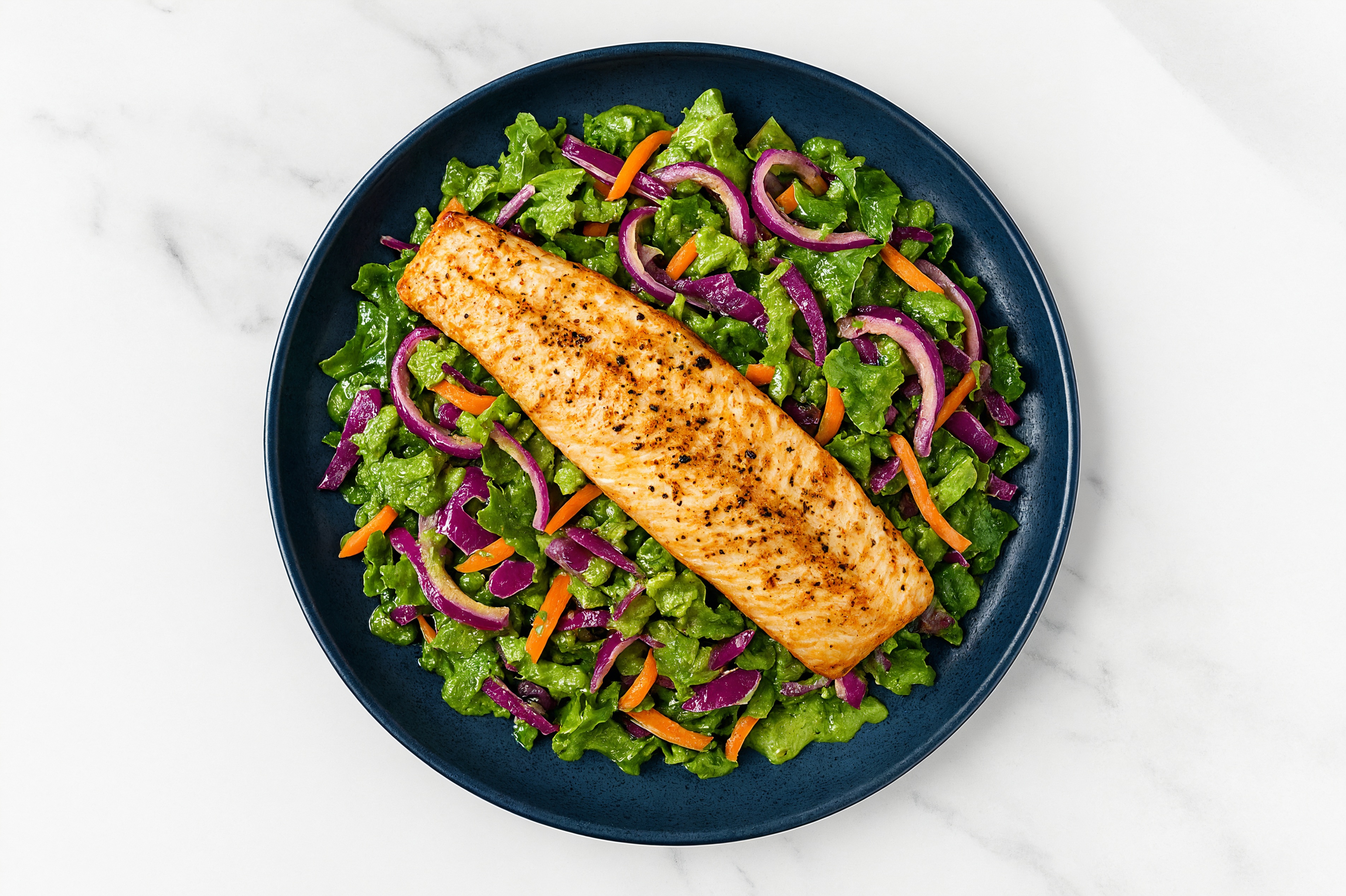 Rainbow Salad with Trout, Onion & Avocado