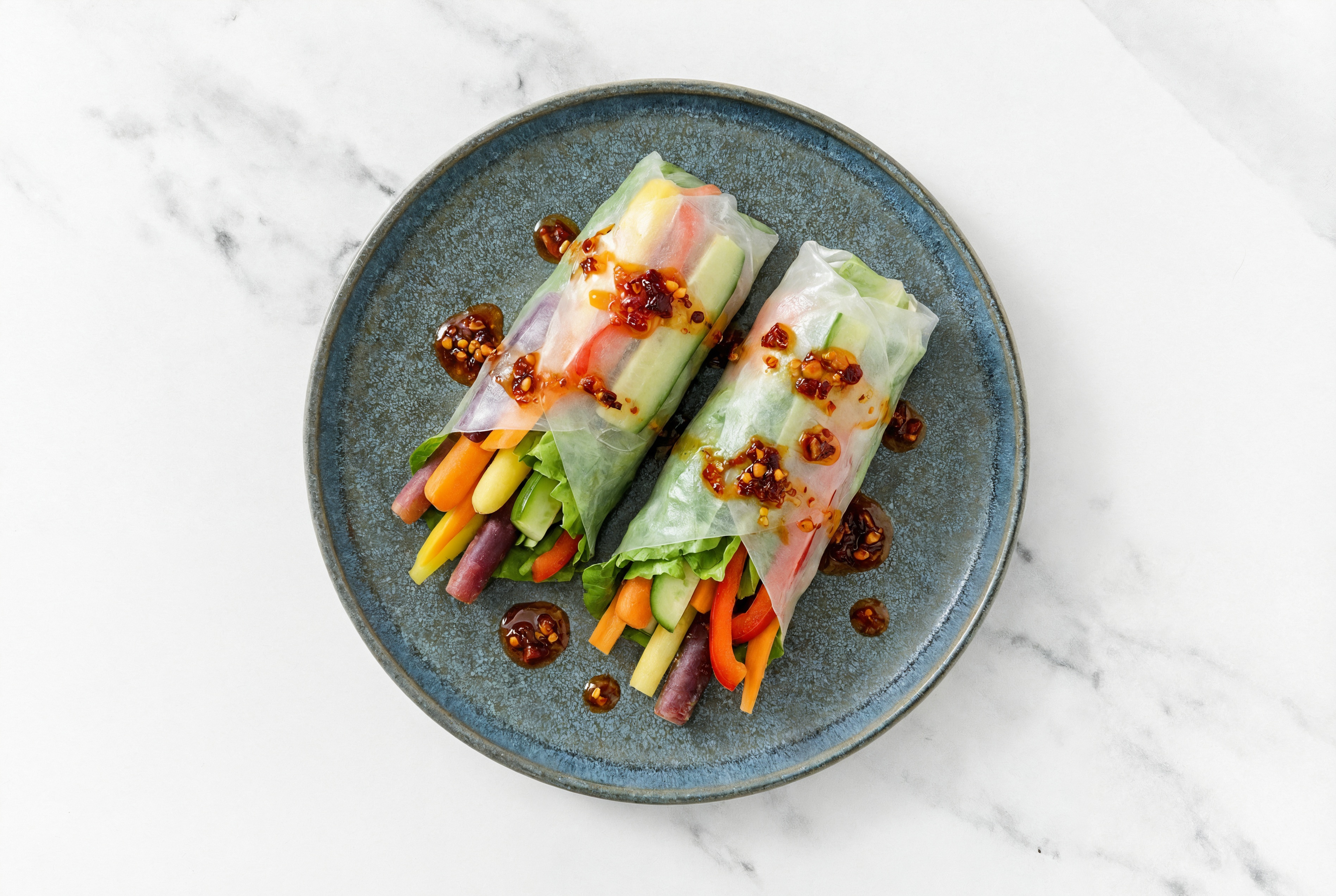 Chili Crisp Veggie Summer Rolls with Red Bell Pepper