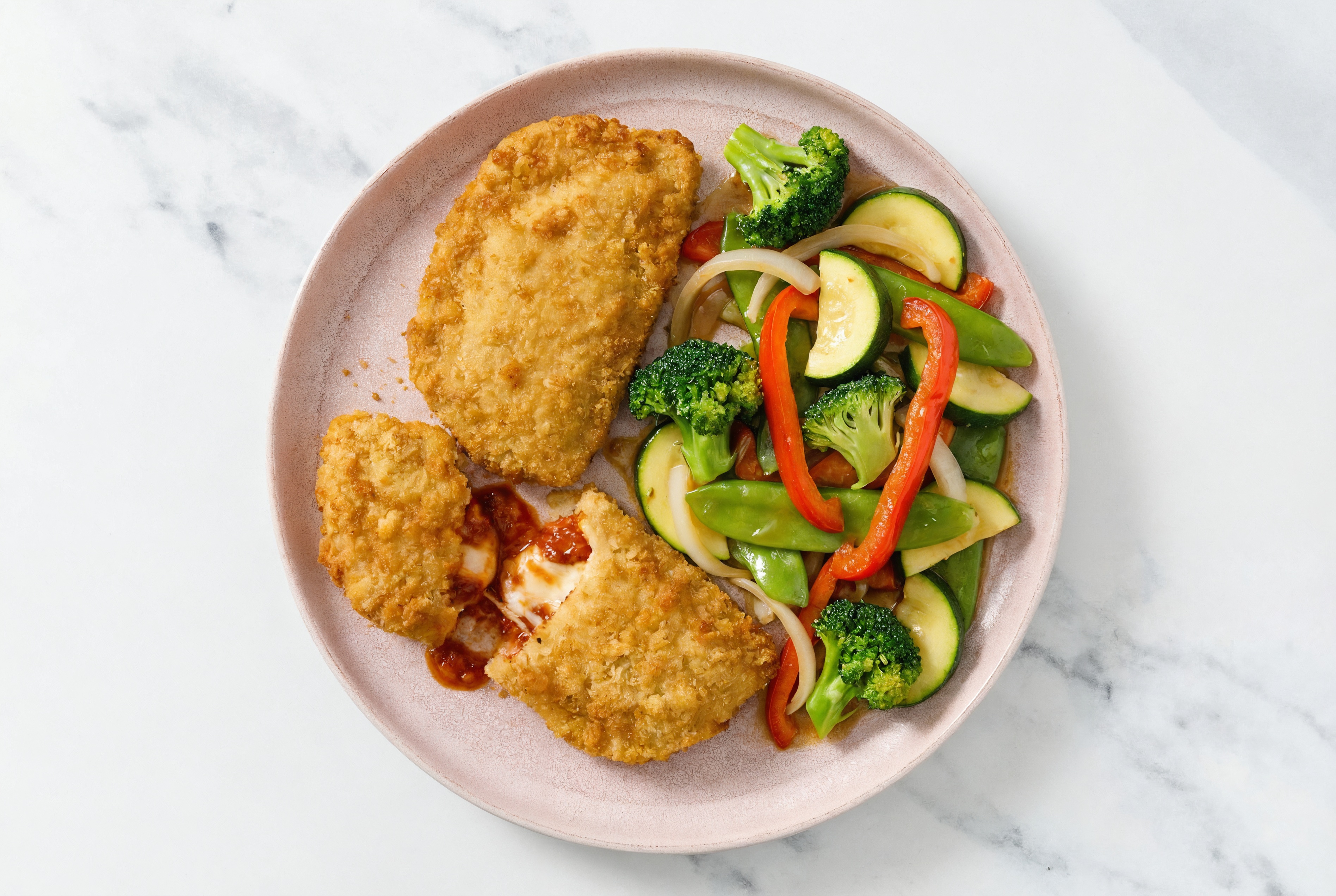 "Chicken" Parm with Veggies