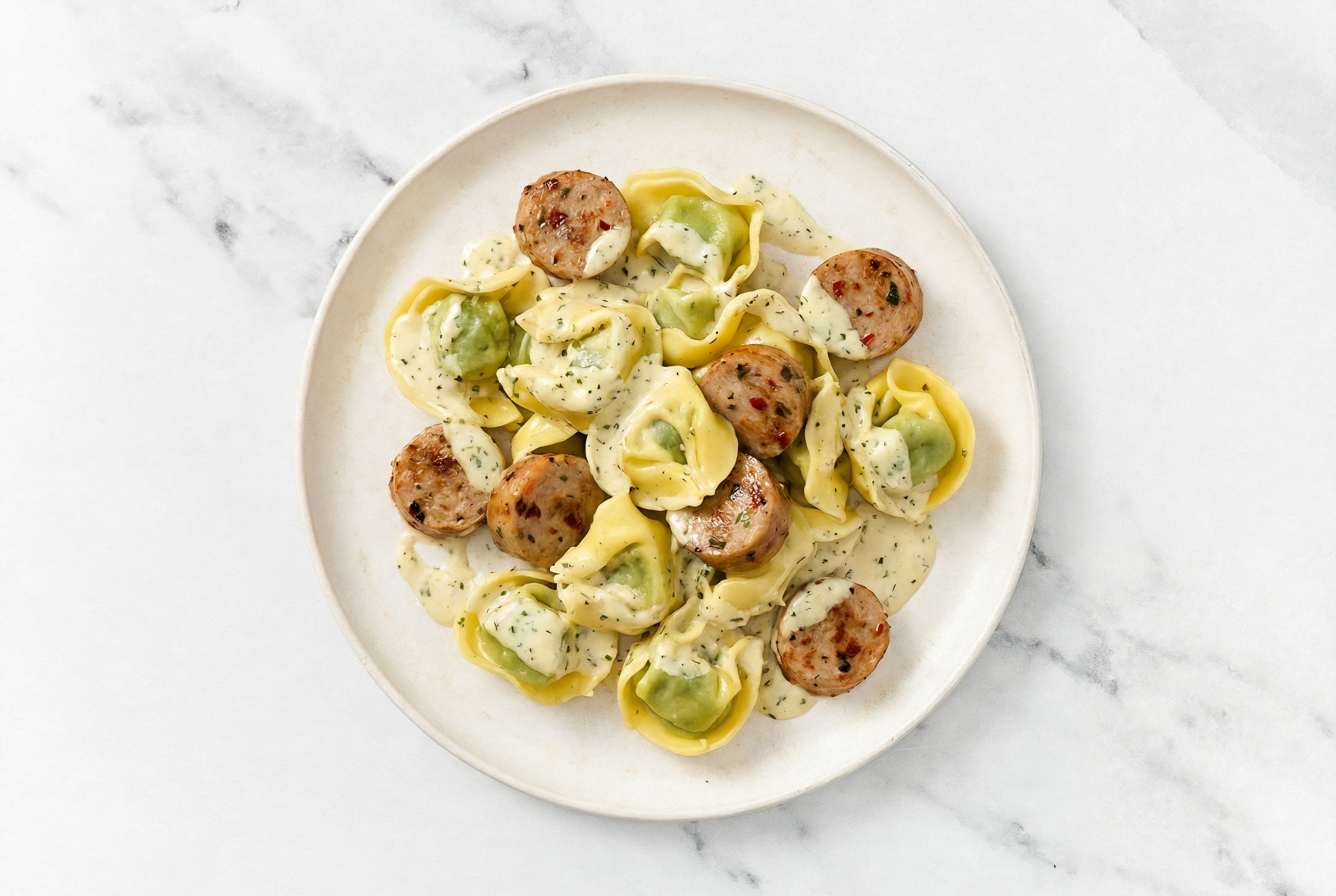 Herb Cream Tortellini with Italian Chicken Sausage
