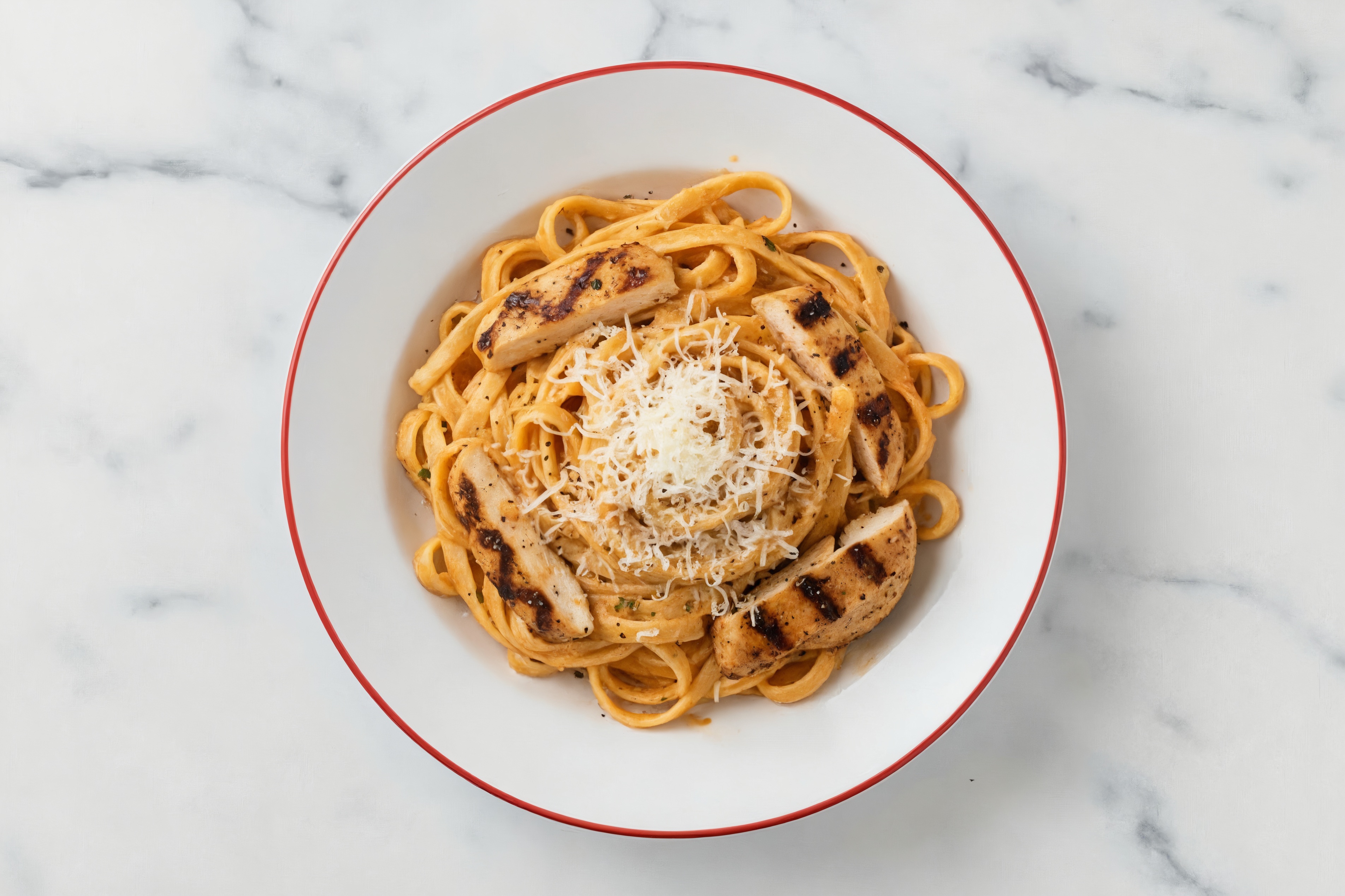 Linguine alla Vodka with Mediterranean Grilled Chicken Breast