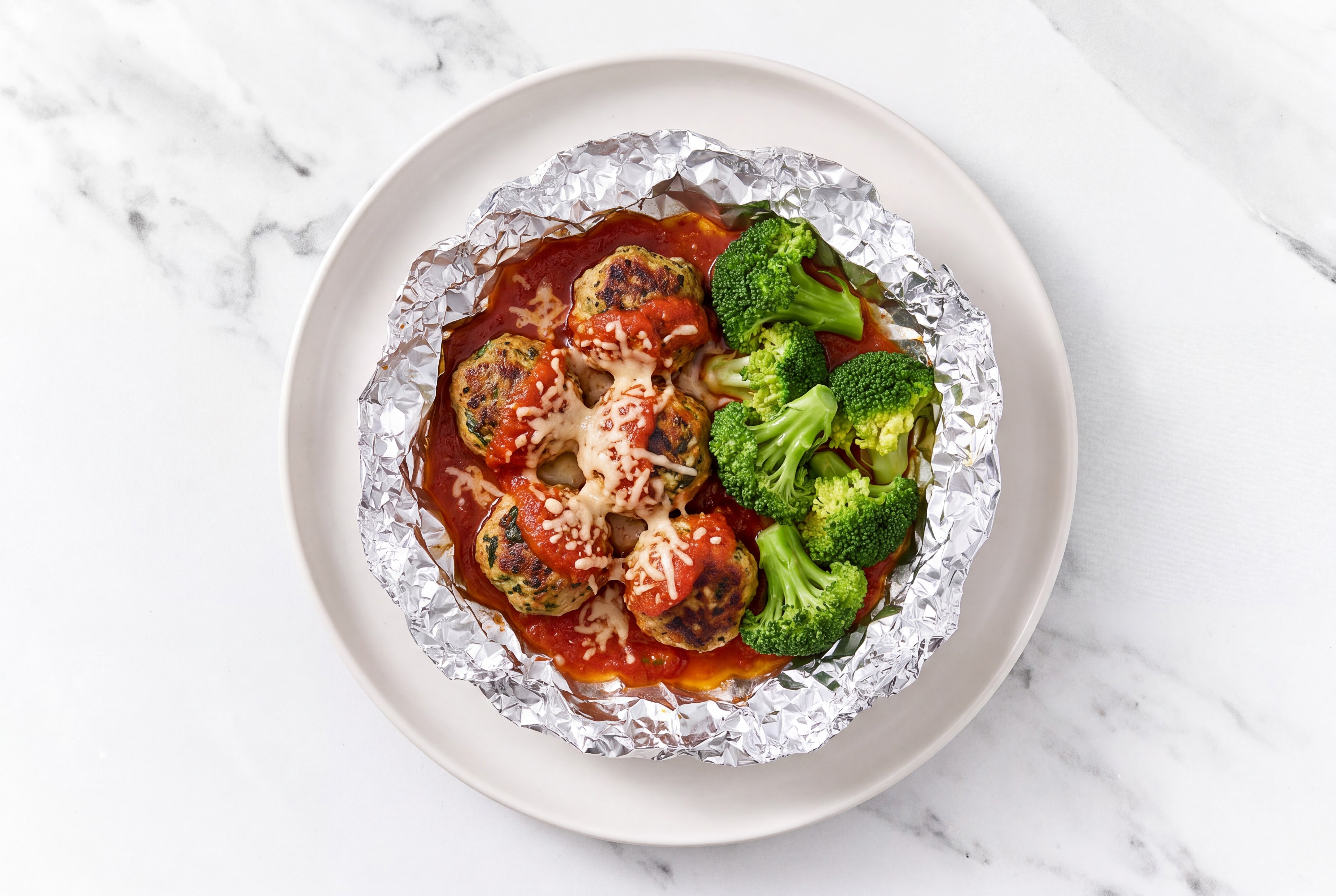 All-in-One Cheesy Turkey Meatballs + Organic Broccoli