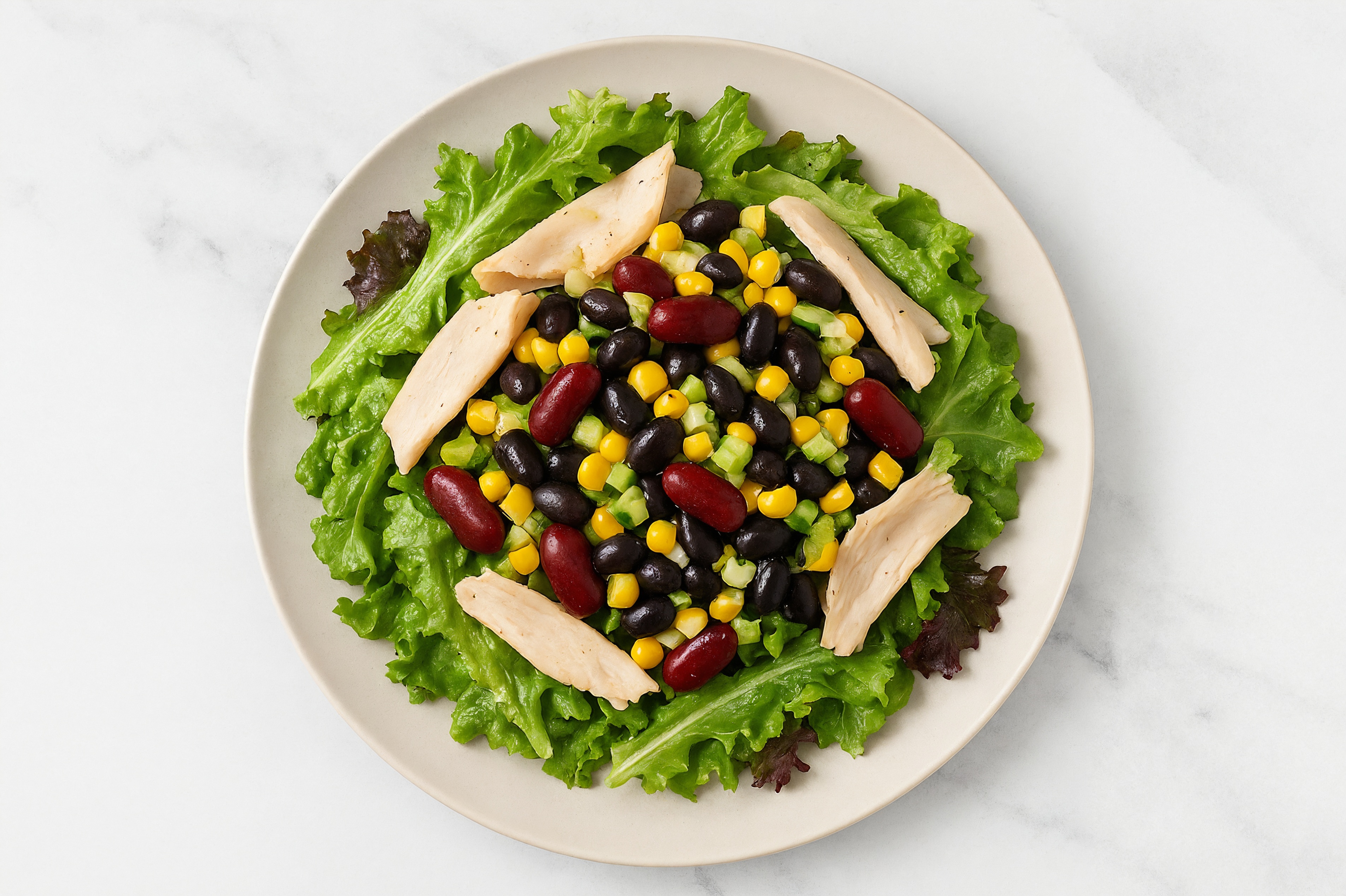 Tahini Spring Mix Salad with Sliced Turkey & Black Beans