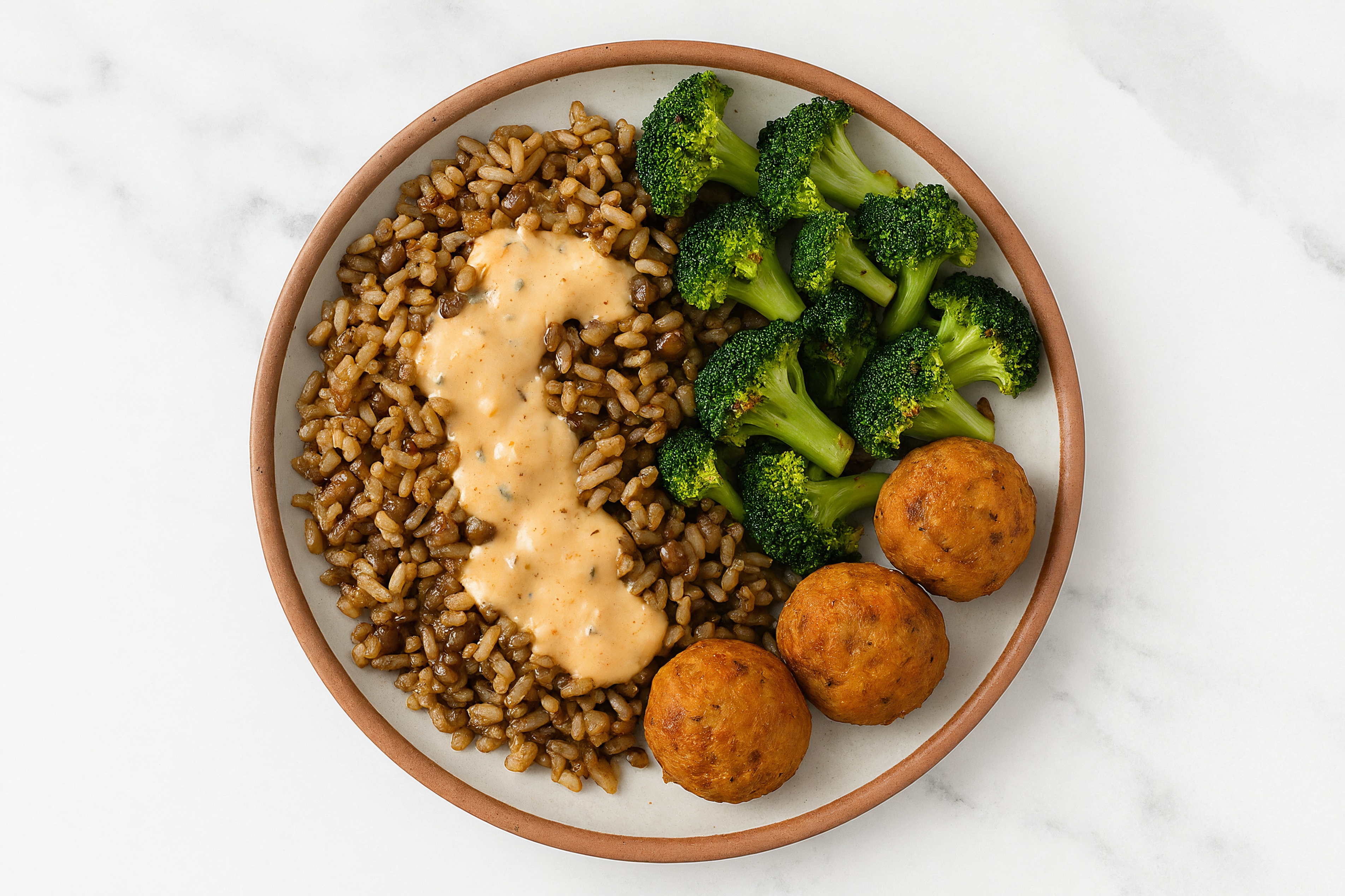 Veggie Ball + Broccoli Buffalo Ranch Grain Bowl