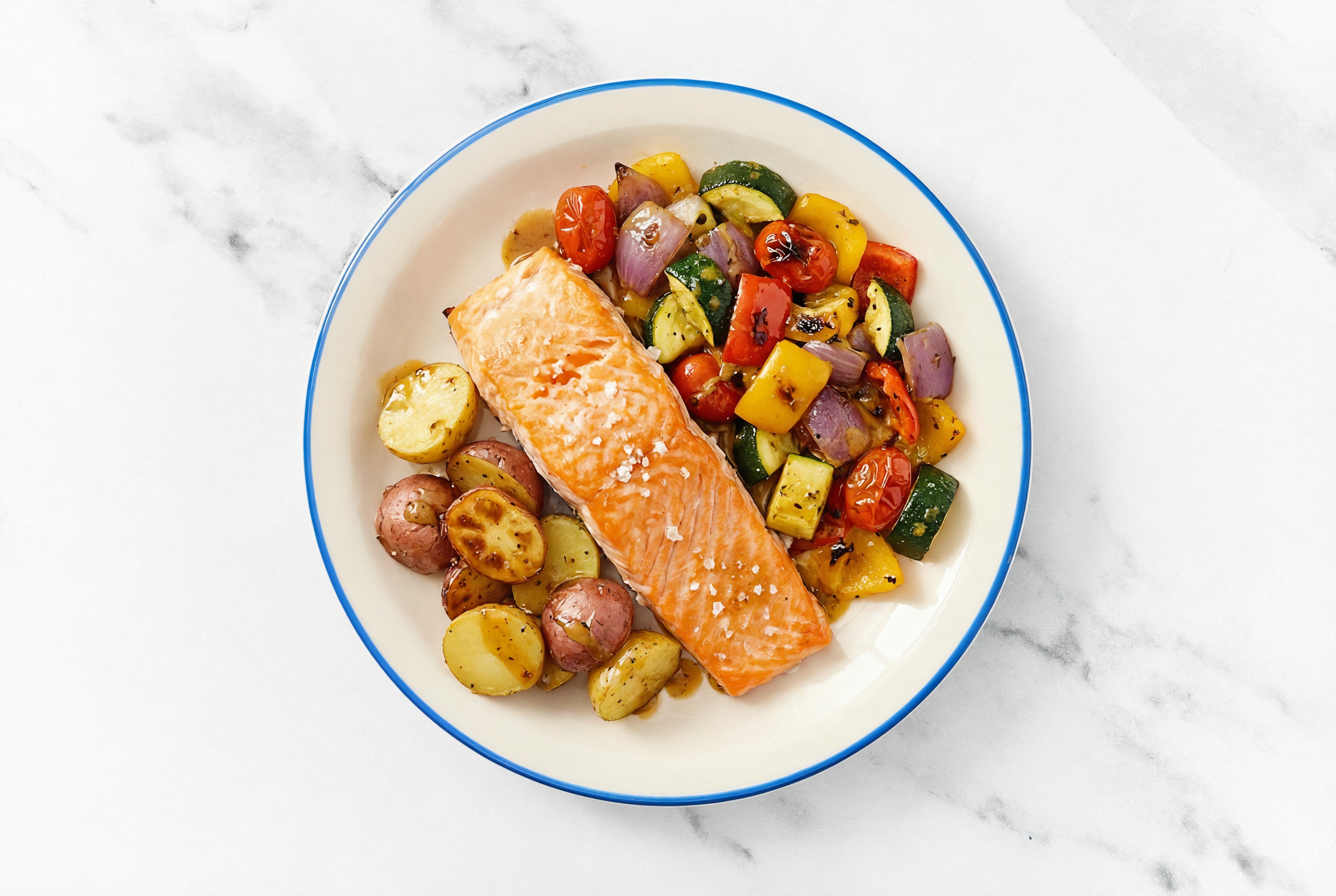 Sheet Pan Honey Mustard-Salmon with Potatoes & Squash