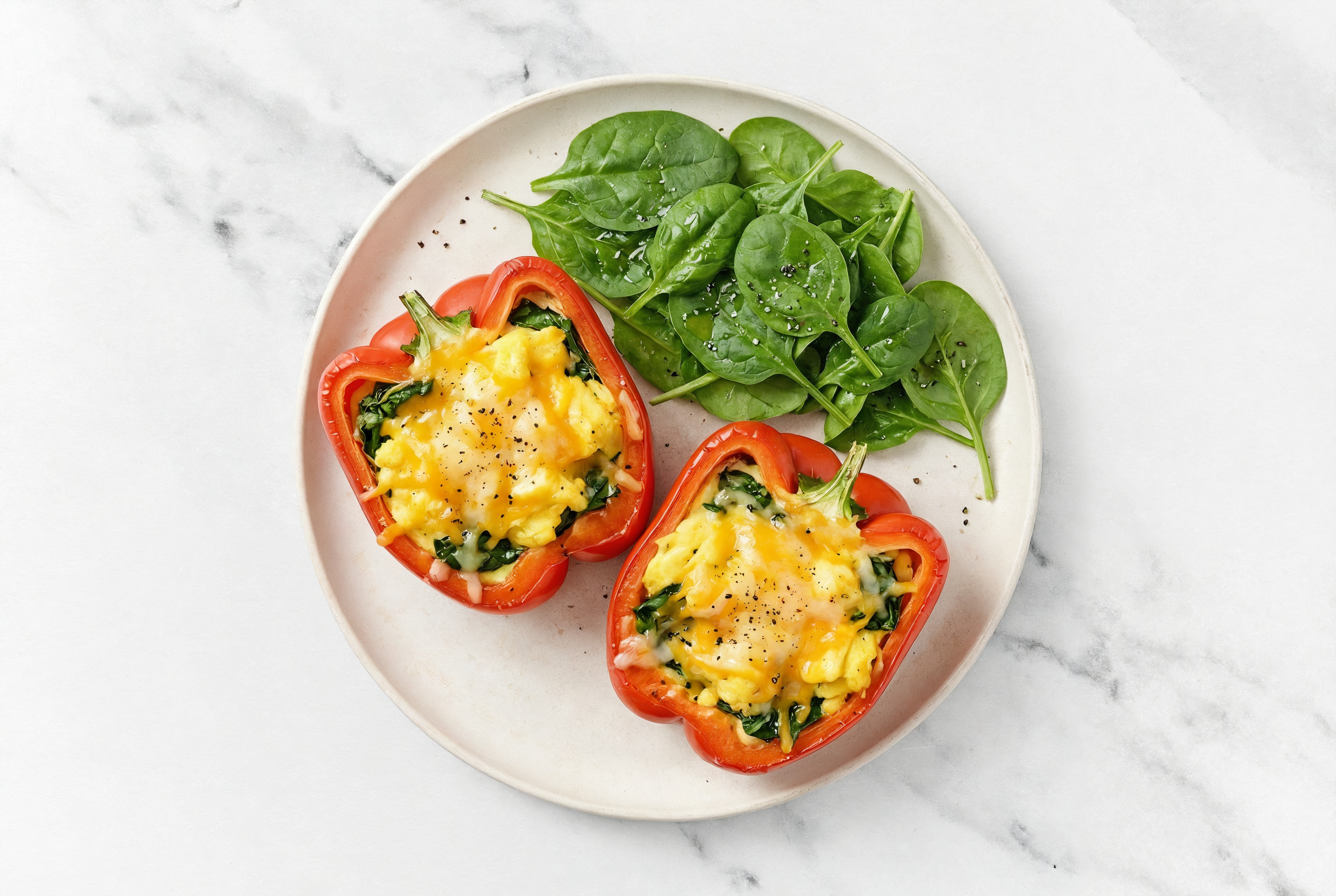  Omelette-ish Stuffed Peppers with Shredded Sharp Cheddar Cheese