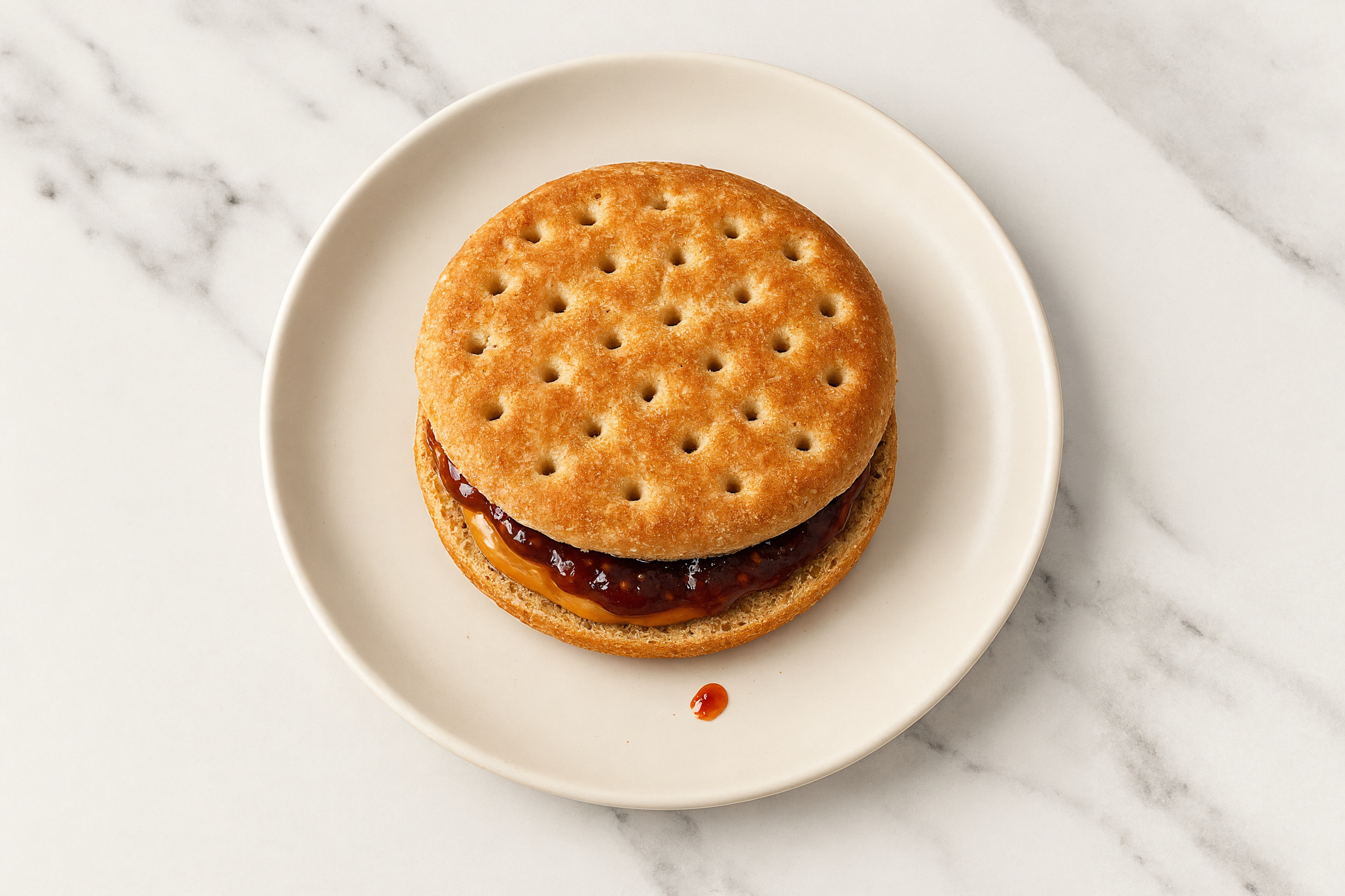 Peanut Butter + Strawberry Jam OneBun Sandwich