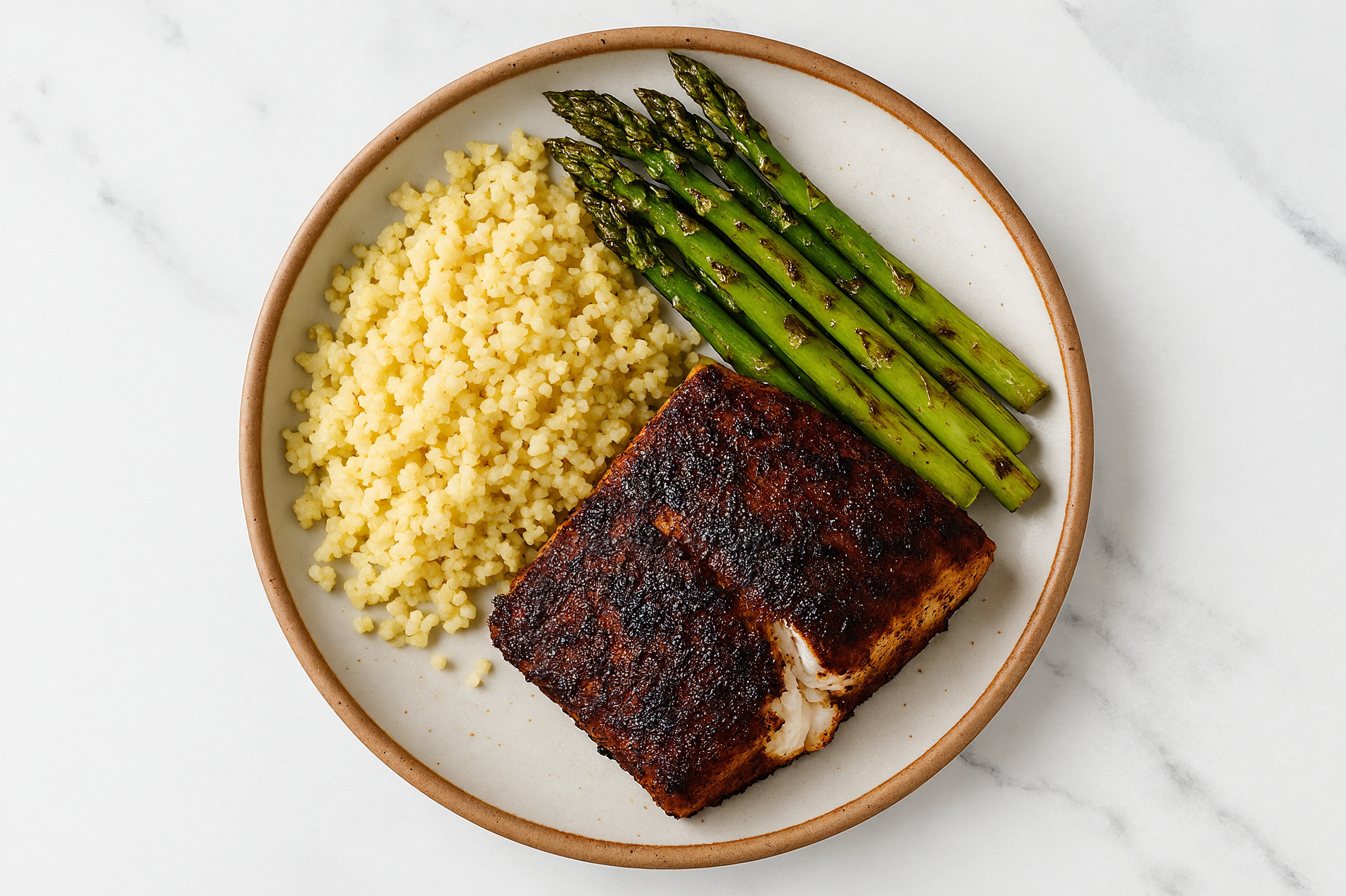 Blackened Halibut + Traditional Couscous