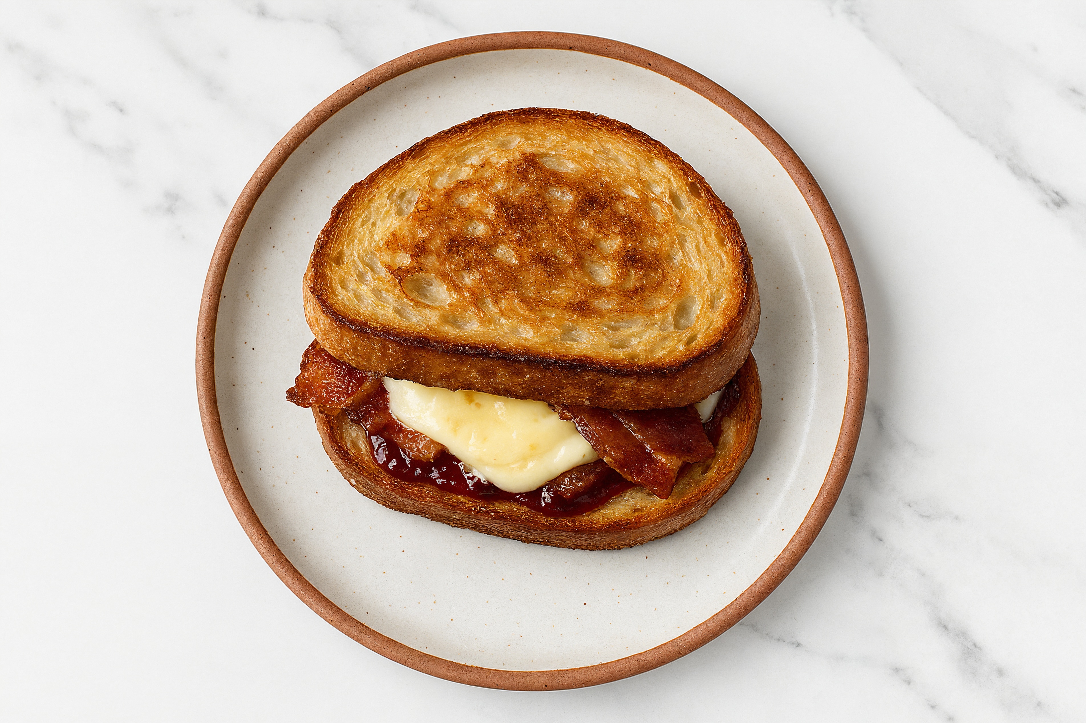 Bacon, Brie + Strawberry Jam Sourdough Grilled Cheese