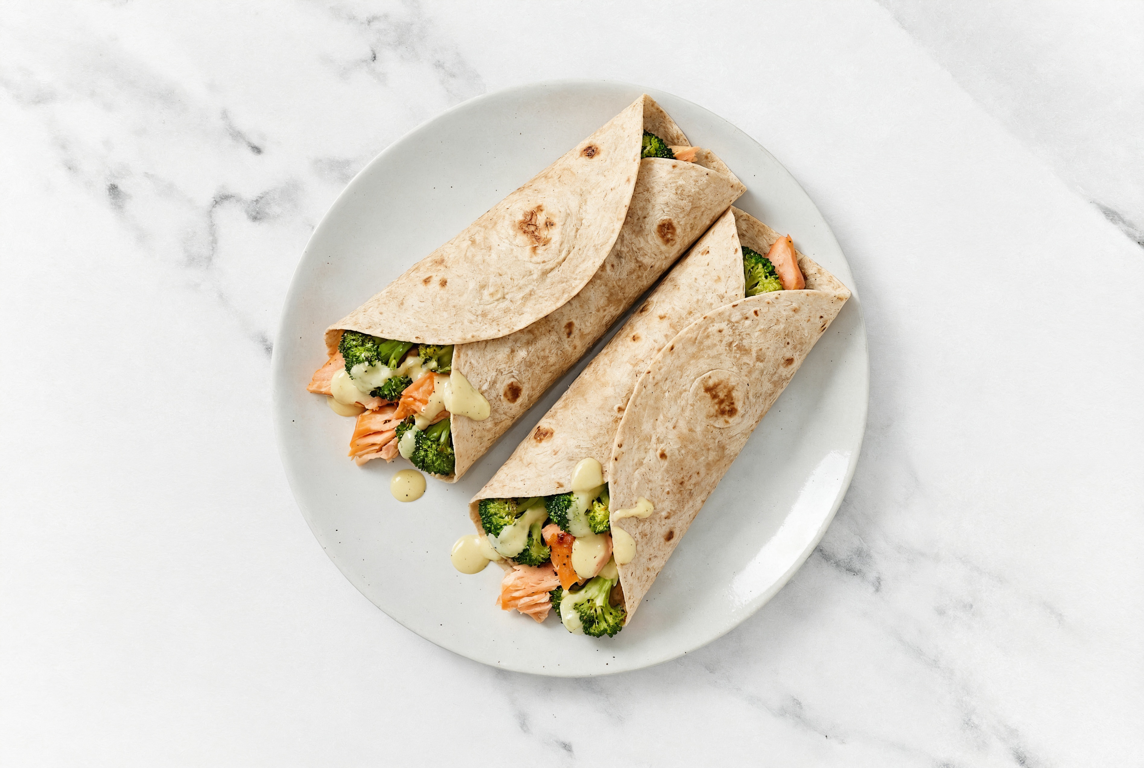 Grilled Salmon + Broccoli Wrap