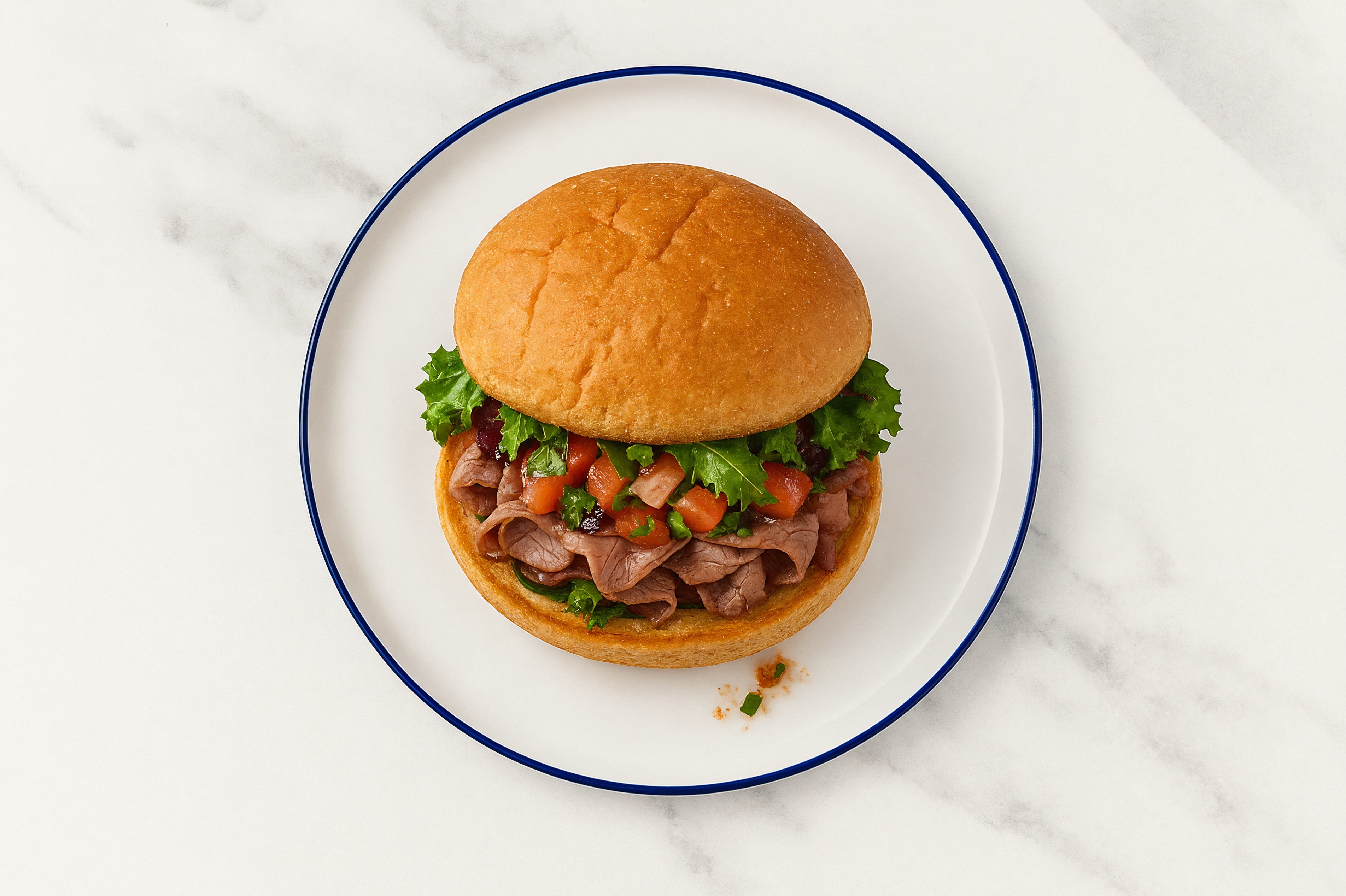 Mexican Beef Steak Sandwich with Spring Mix on Gluten-Free Buns