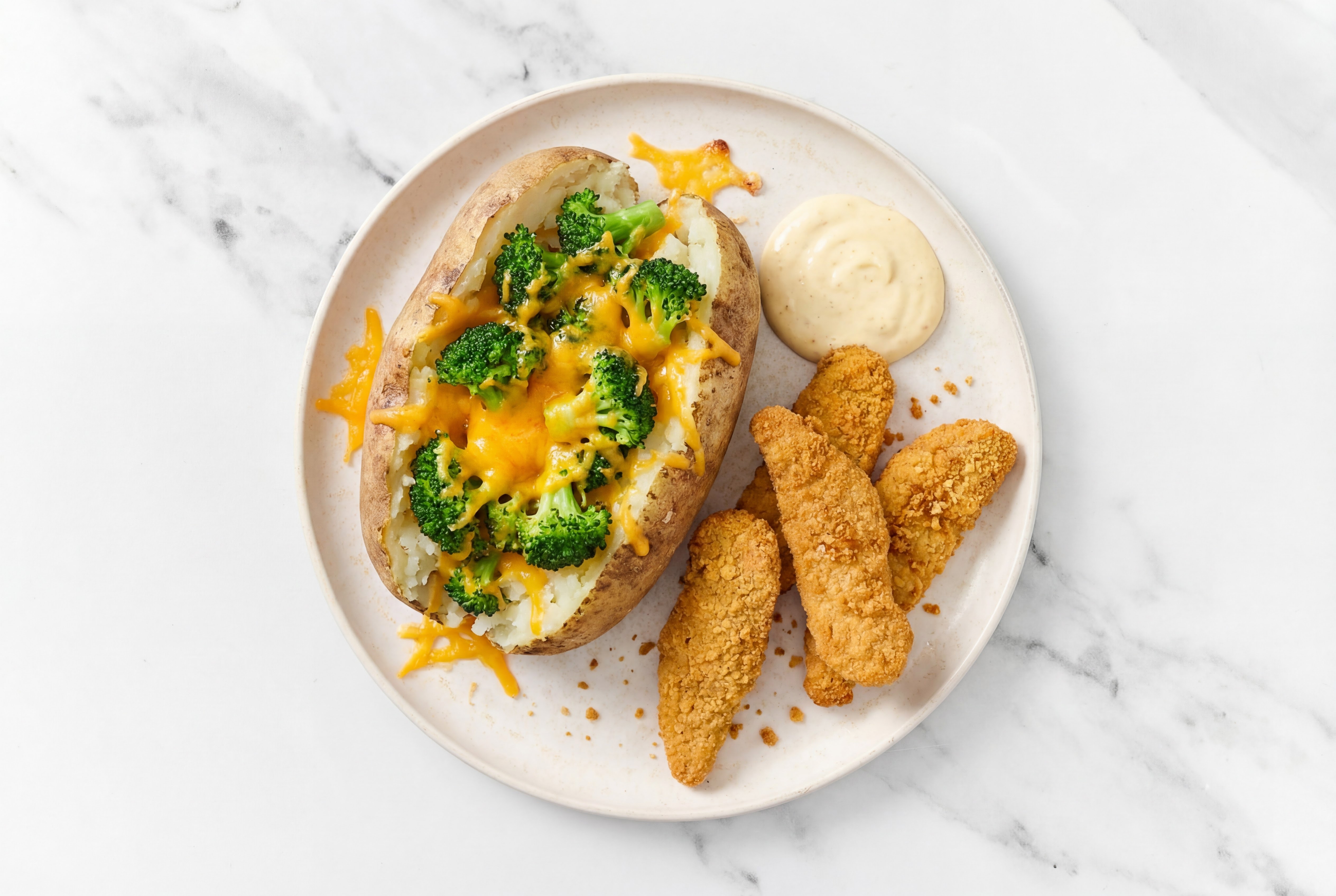 Chik'n Tenders Broccoli Bunches Plate with Creamy Horseradish