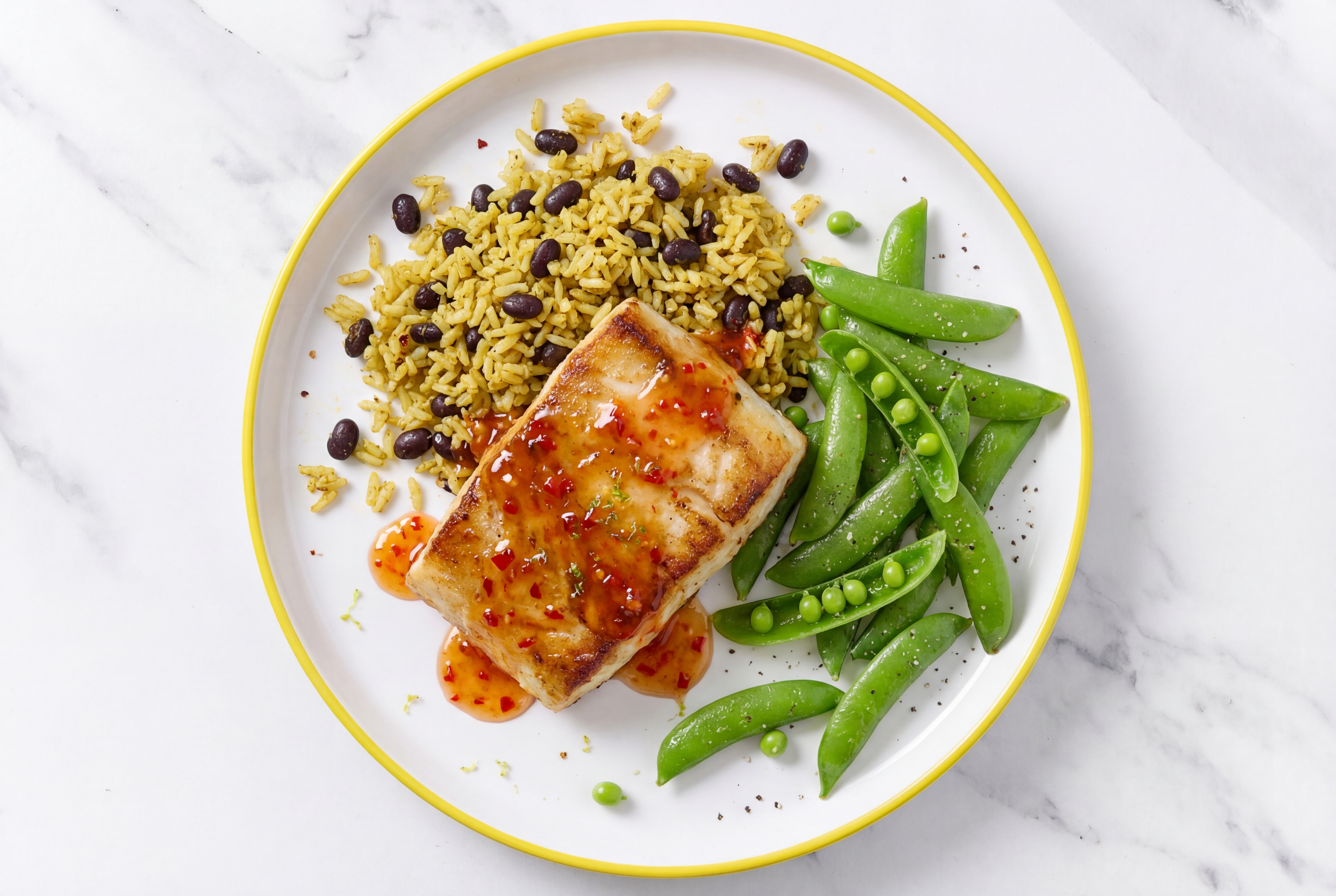 Sweet Chili Barramundi Rice with Beans Bowl