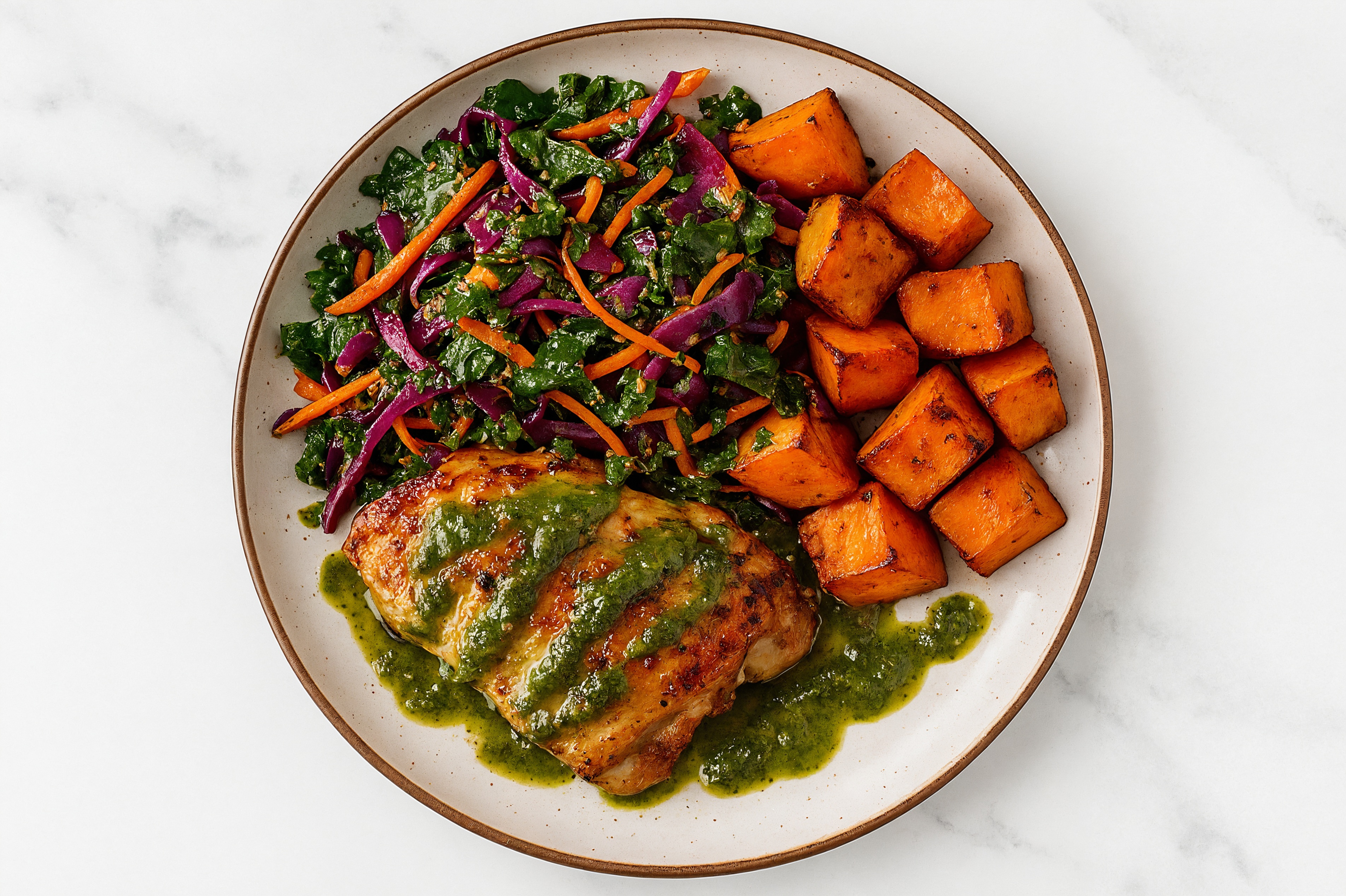 Chimichurri Chicken Thighs + Crispy Sweet Potatoes