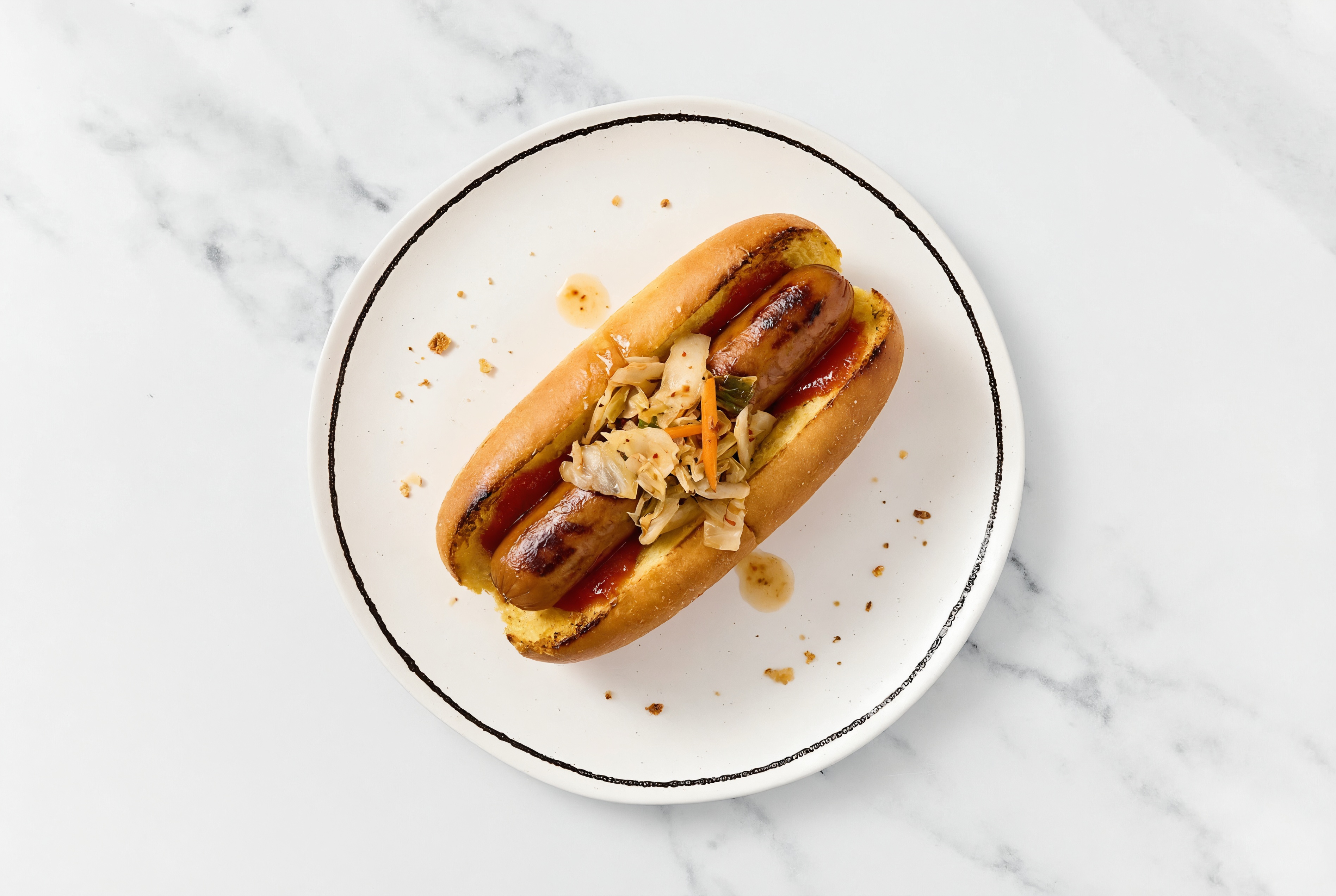 Kimchi Smart Dog with Ketchup on Brioche