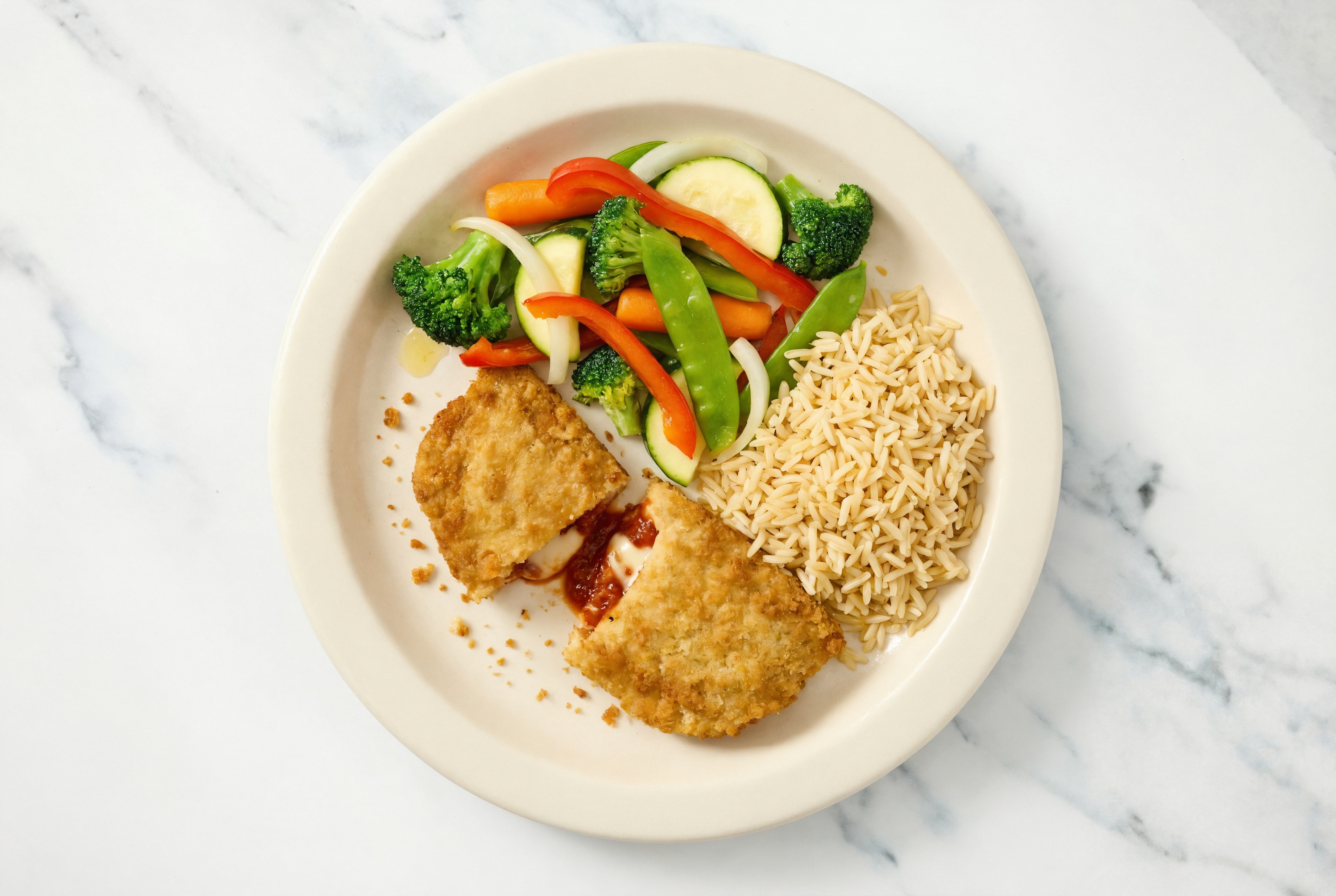"Chicken" Parm with Veggies & Bone Broth Rice