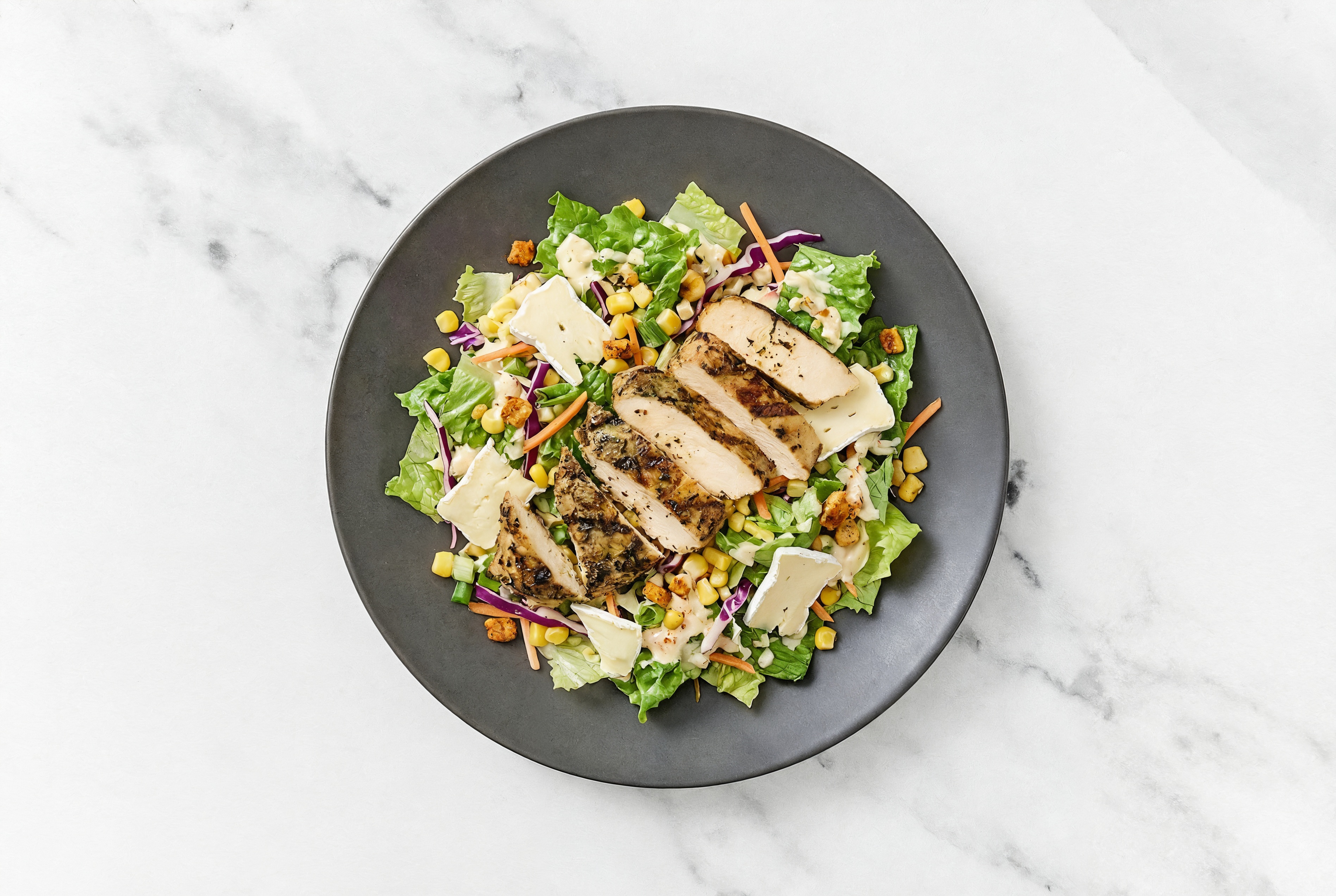 Creamy Brie Mediterranean Grilled Chicken Breast Mexican Street Corn Chopped Kit Salad