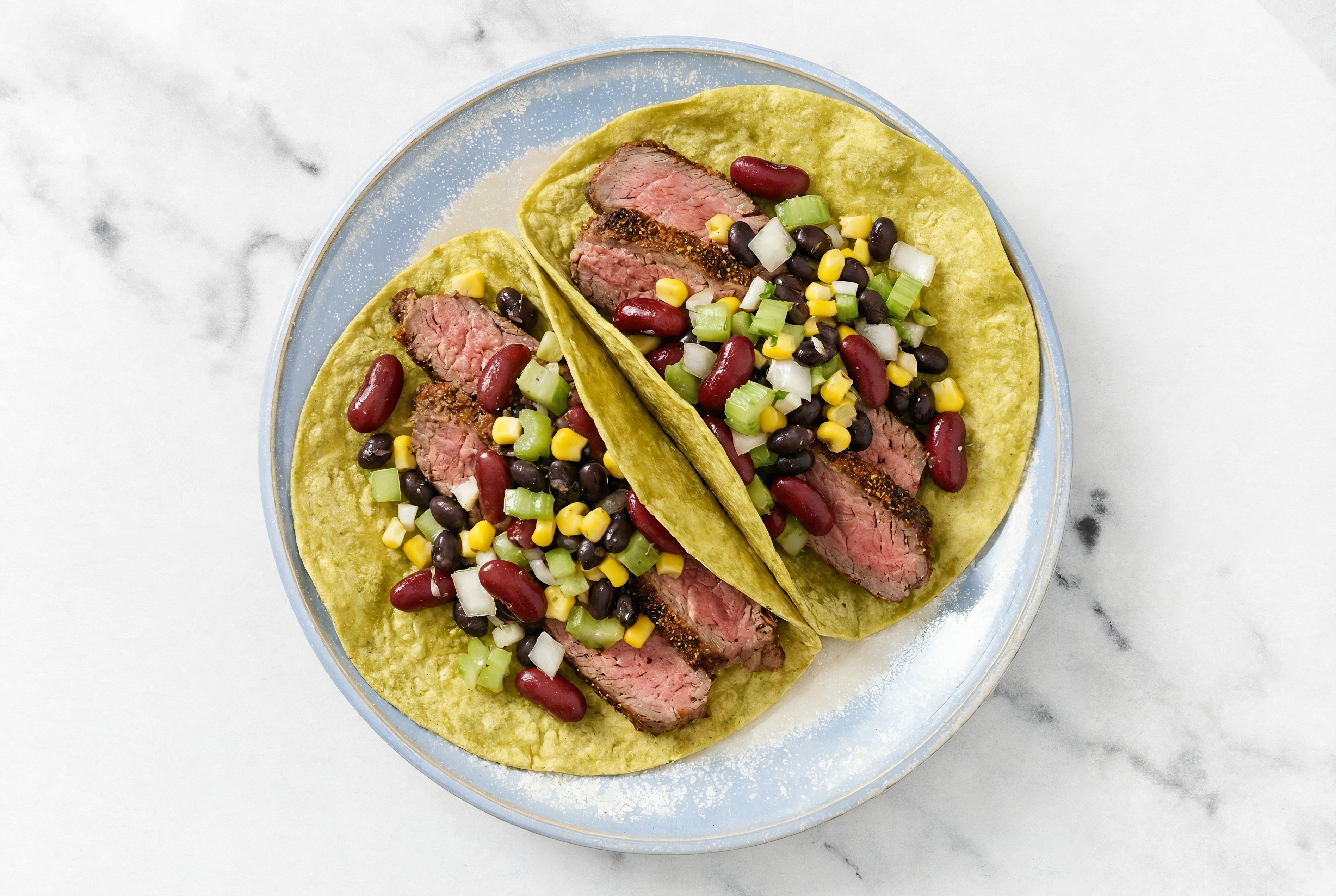 Southwestern Steak Tacos with Spinach Tortilla