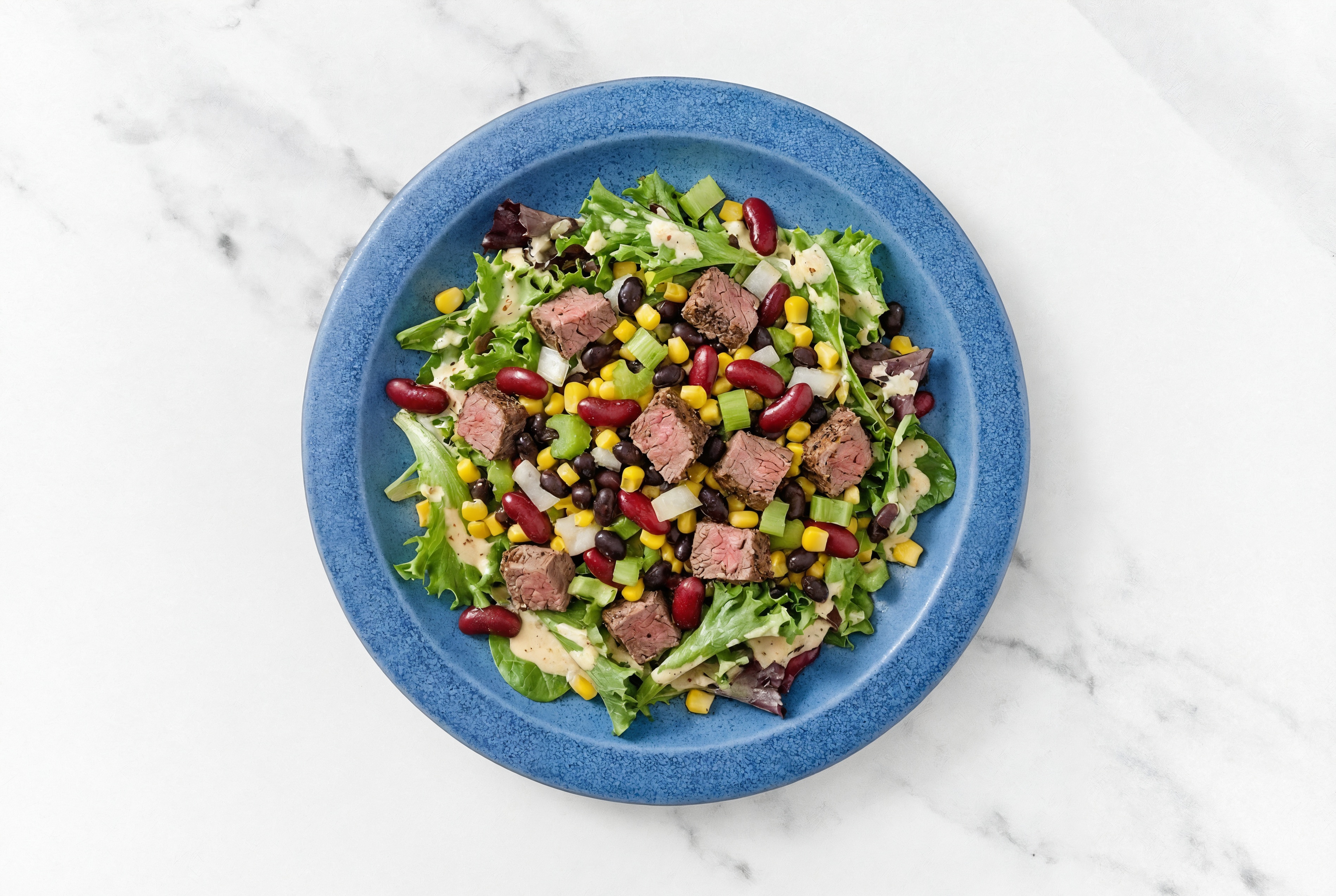 Buffalo Ranch Spring Mix Salad with Roast Beef & Black Beans