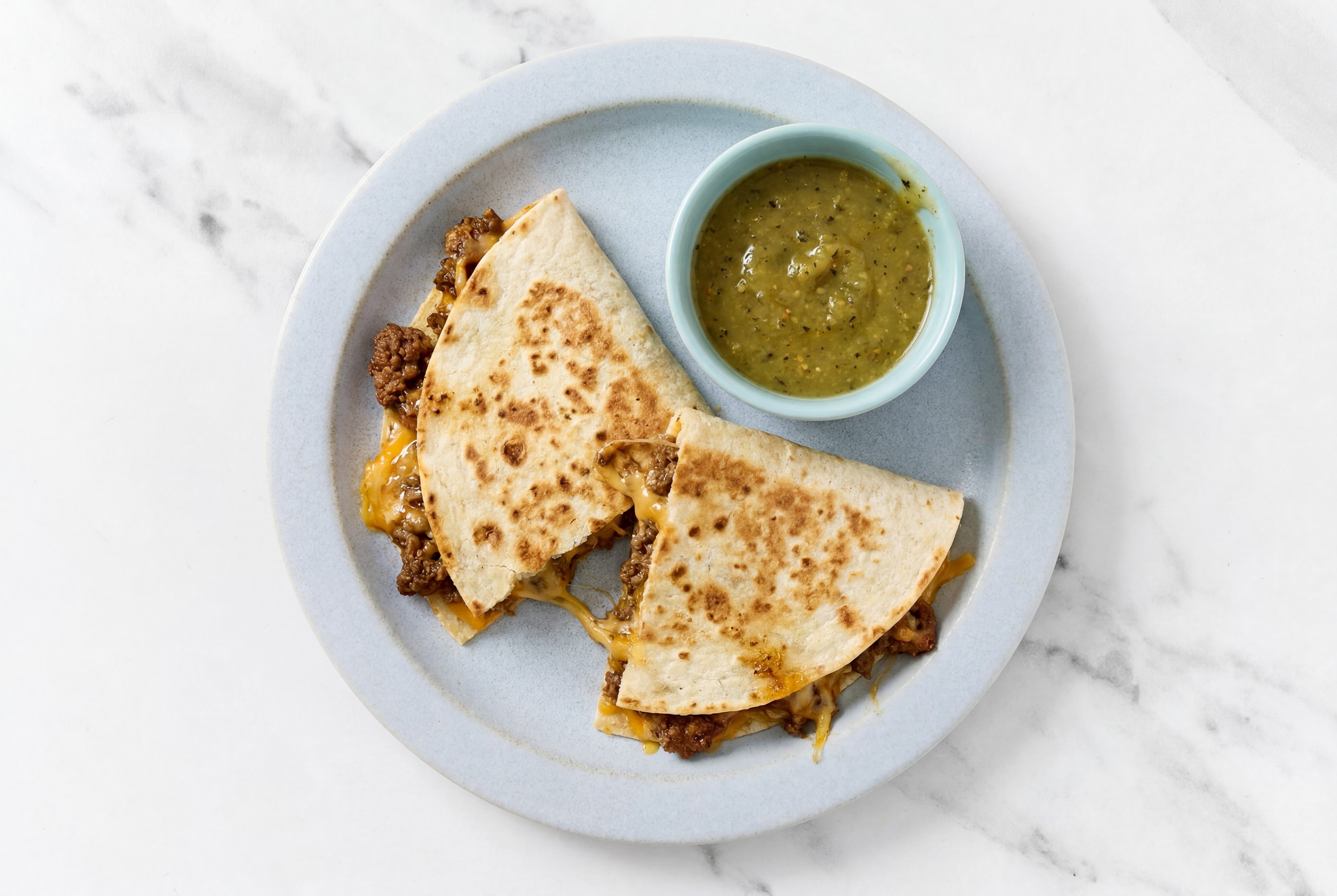 Green Chile Mexican-Style Ground Beef Quesadillas