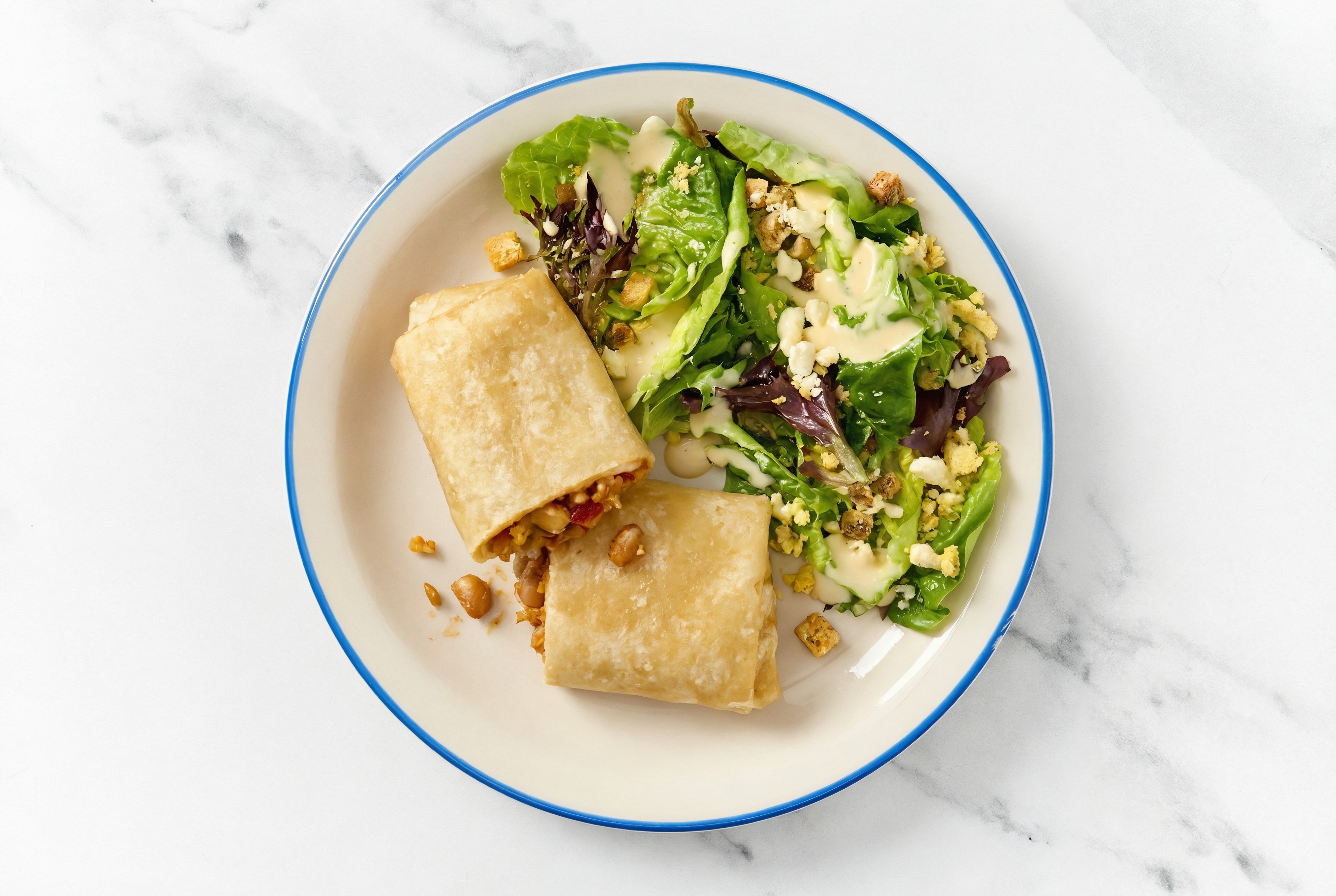 Bean + Cheese Burrito with Little Champagne Kit Gem Salad