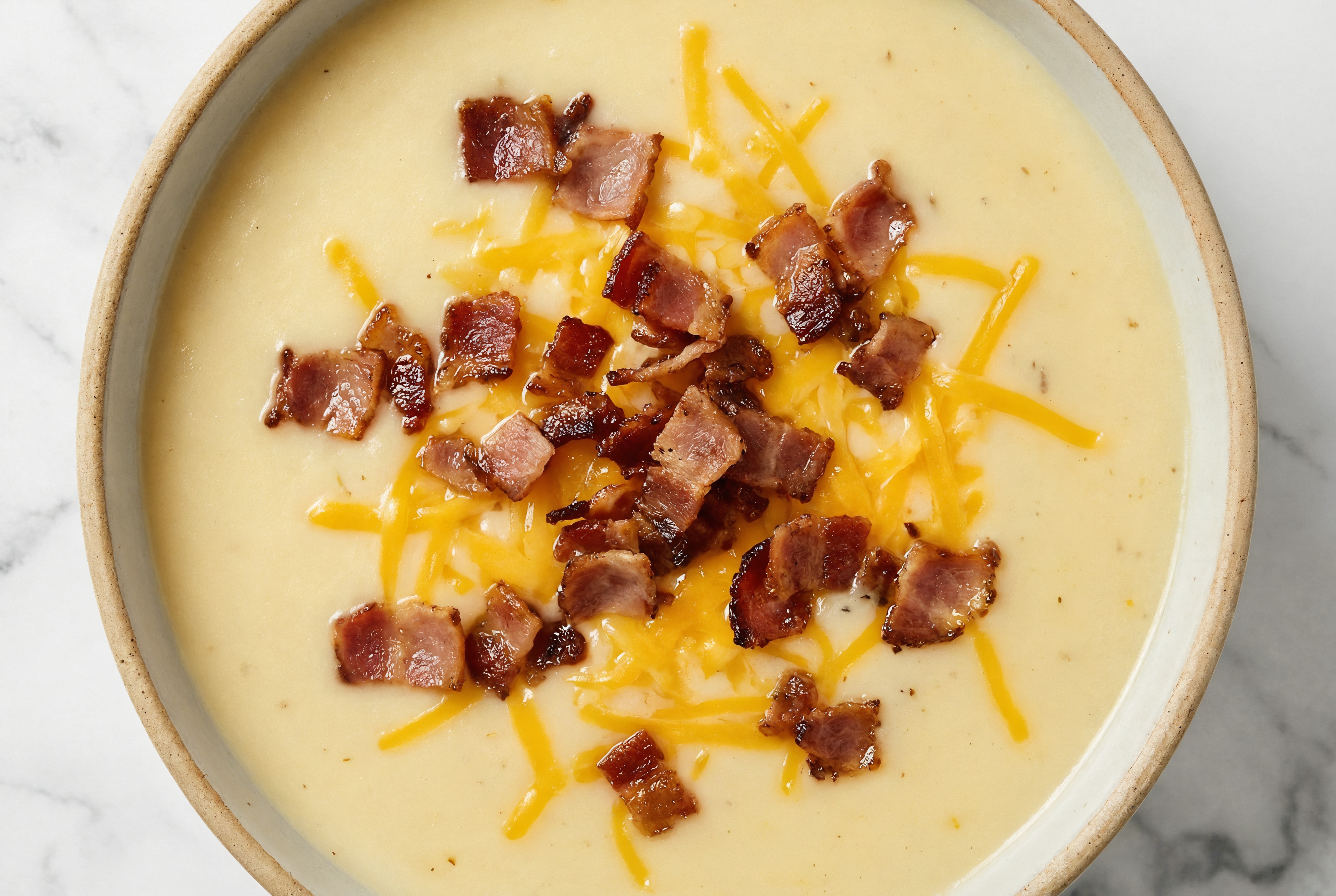 Creamy Loaded Potato Soup with Maple Bourbon Pork Bacon