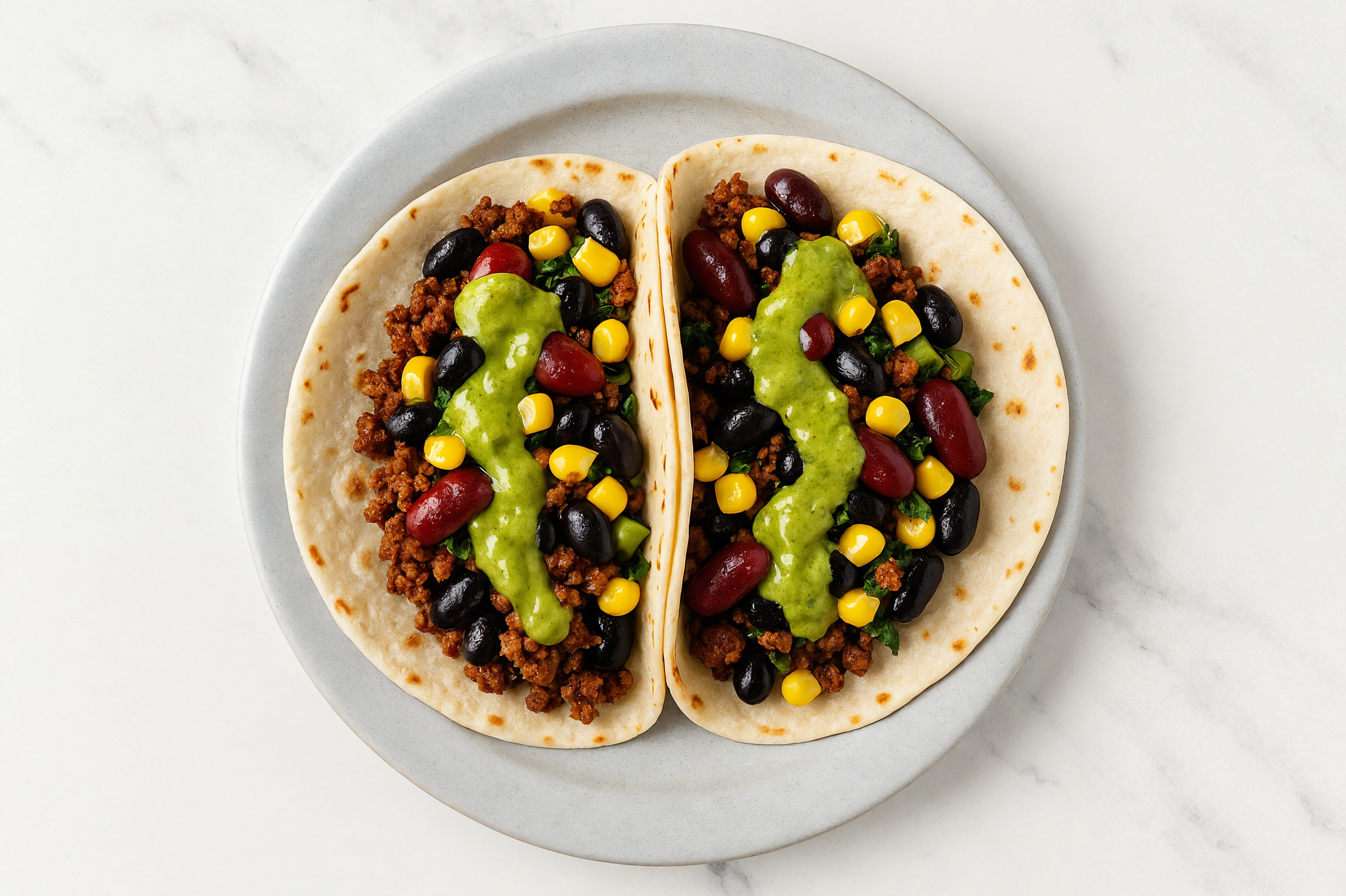  Black Bean Tacos with "Chorizo" & Avocado