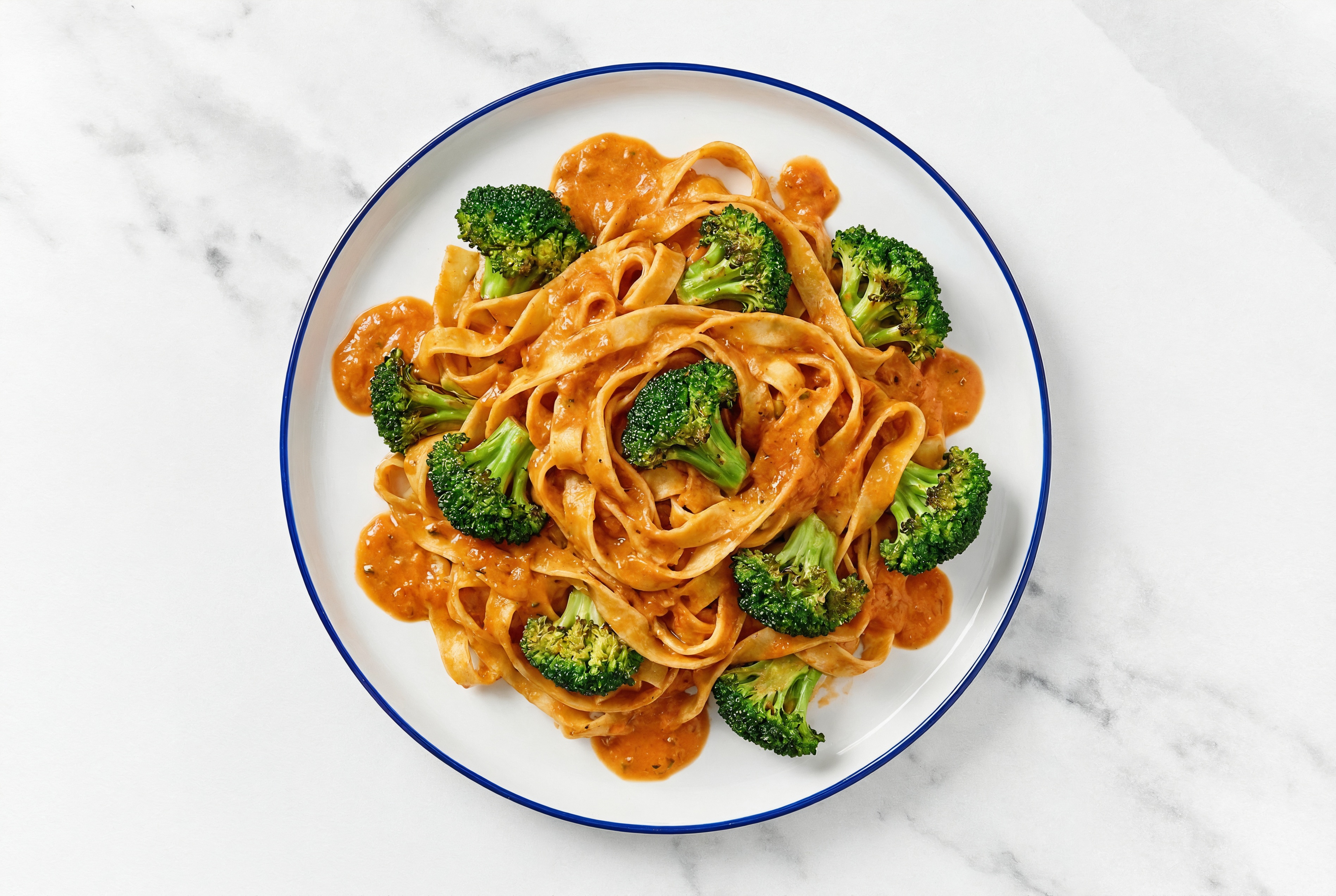 Vodka Sauce Egg Pasta with Organic Broccoli