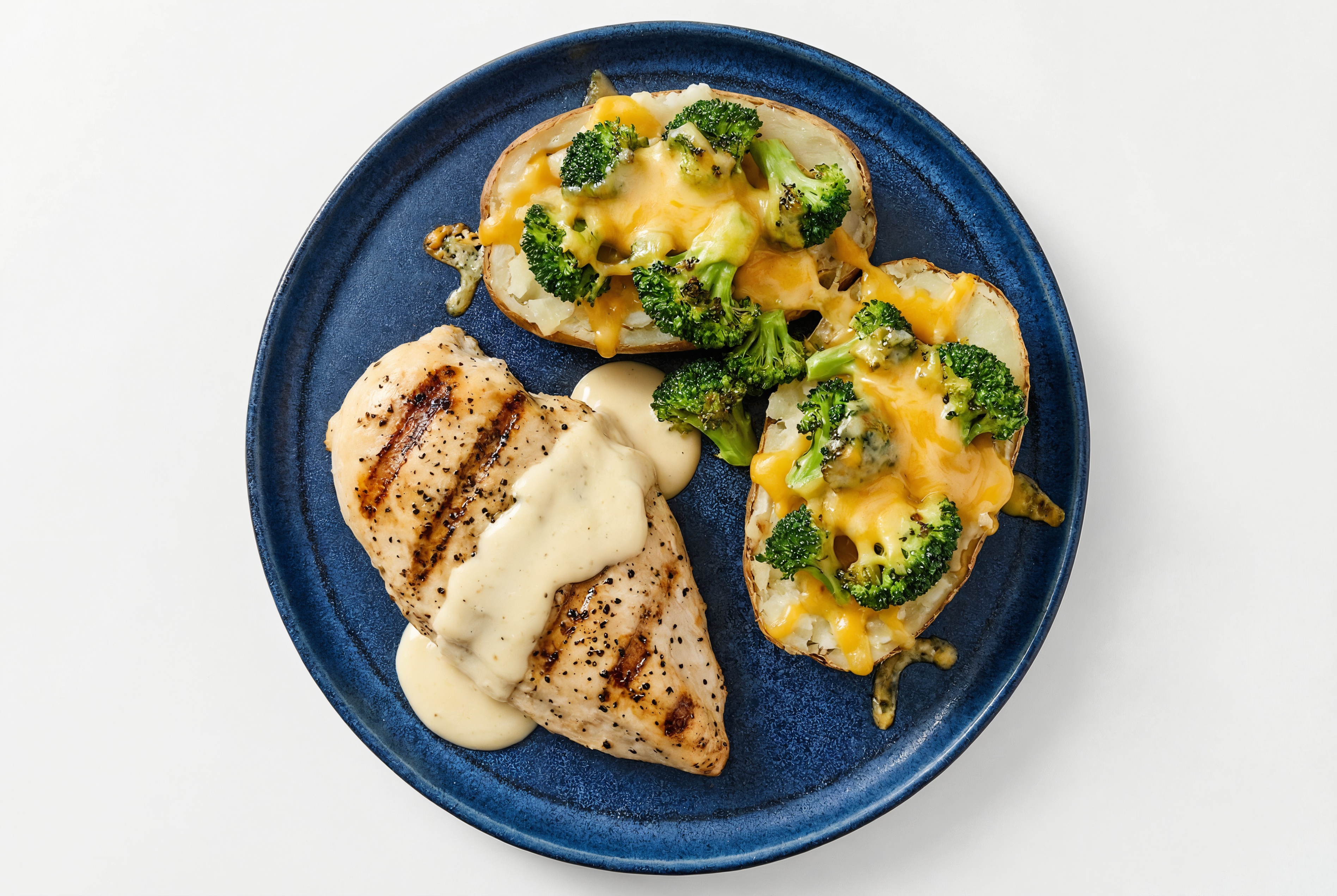 Herby Cheesy Seasoned Grilled Chicken Breast + Broccoli Florets with Creamy Horseradish