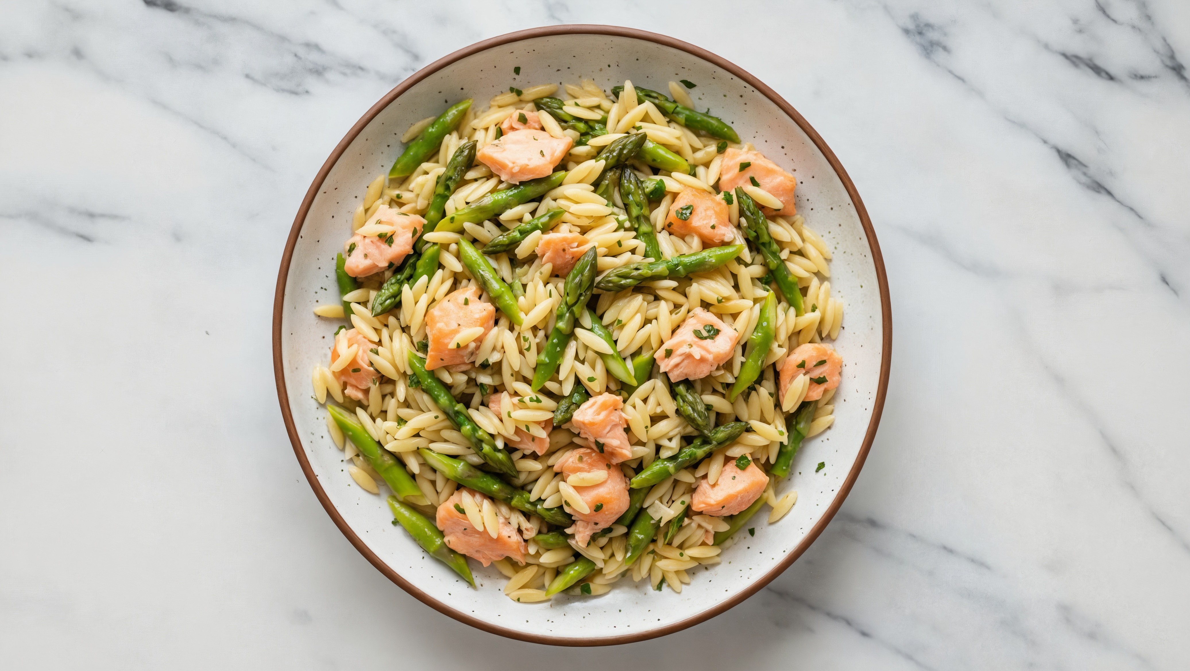  Herby Salmon + Asparagus Orzo