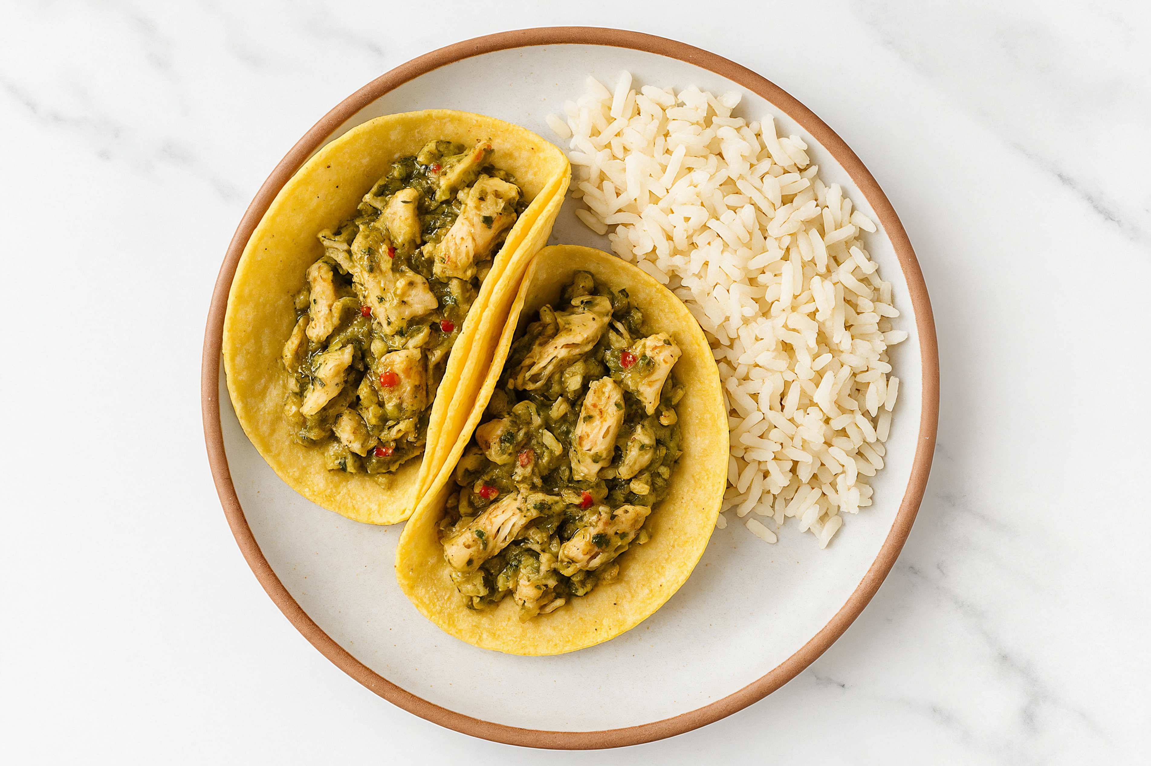 Tangy Cilantro Chicken Tacos + Rice