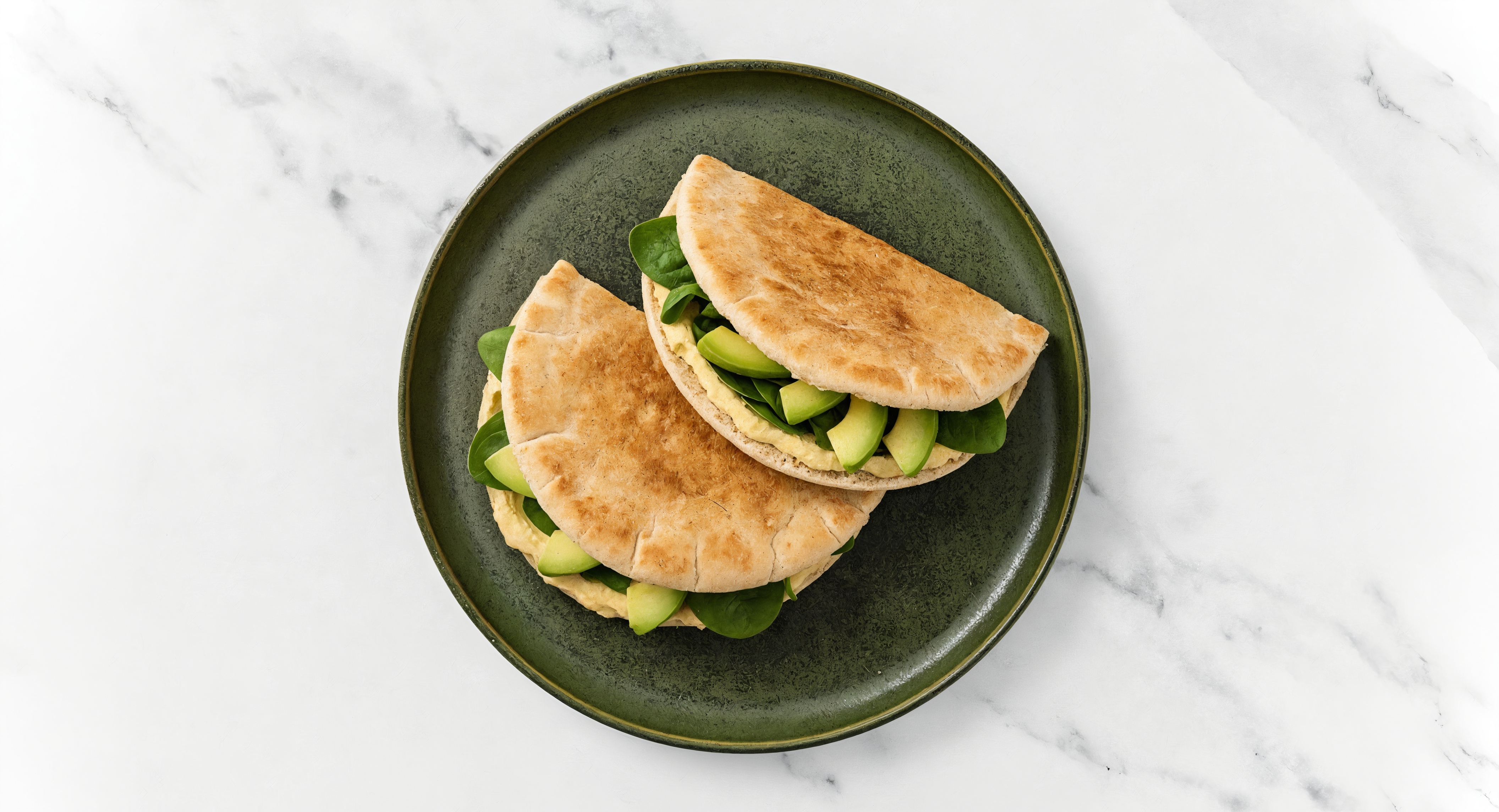 Lemon Garlic Hummus + Avocado Pita Pockets