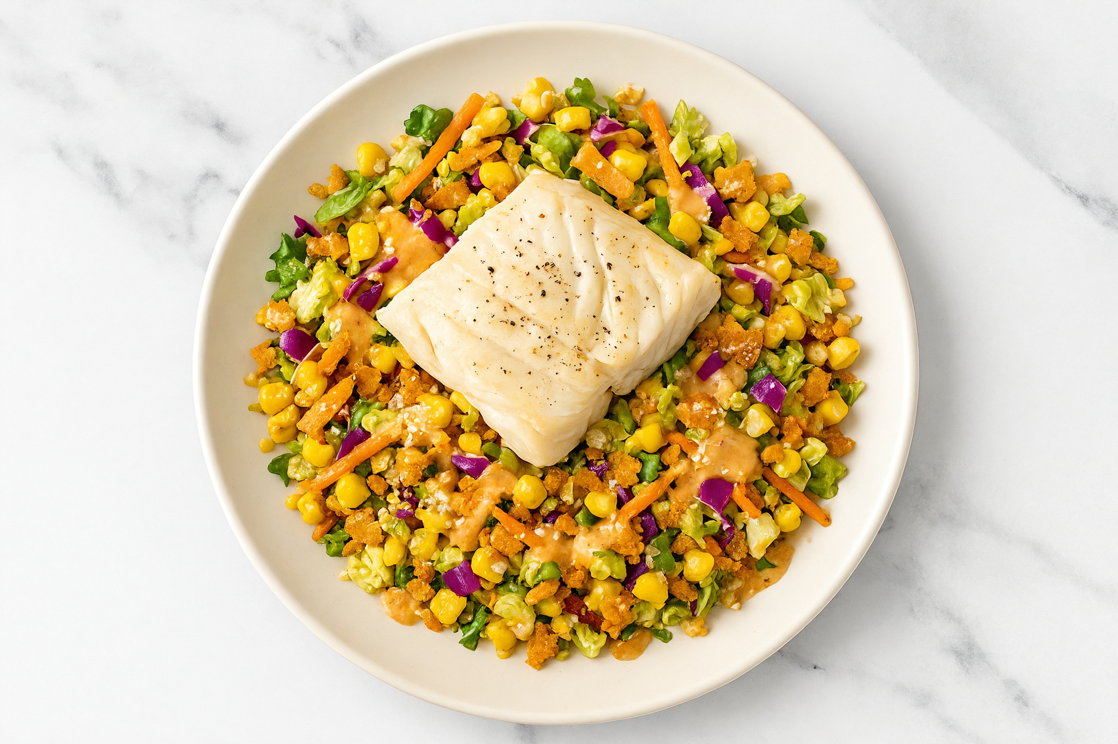 Street Corn Chopped Salad with Air Fryer Halibut