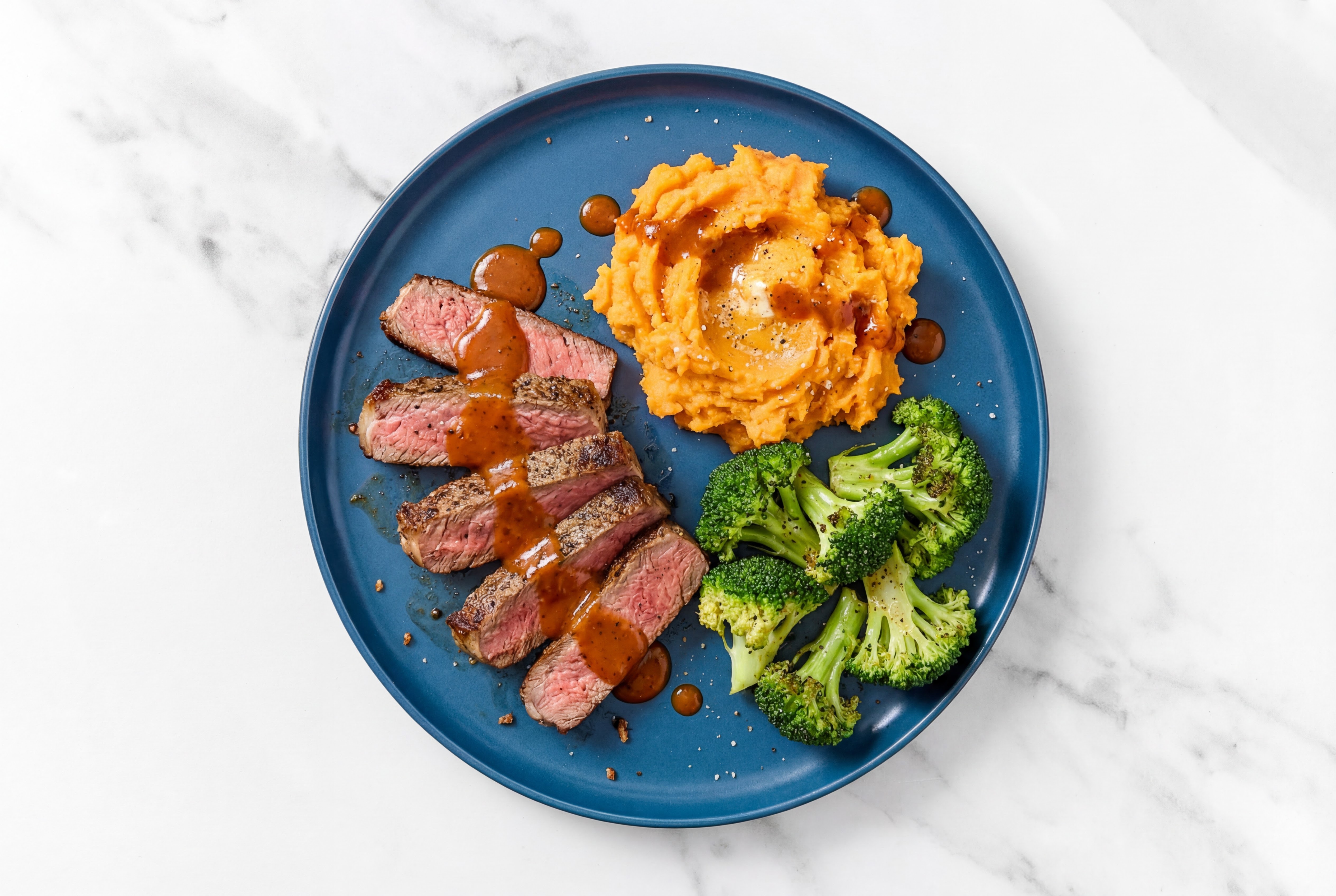 Herby Sweet Hickory Beef Ribeye Steak + Sweet Potato
