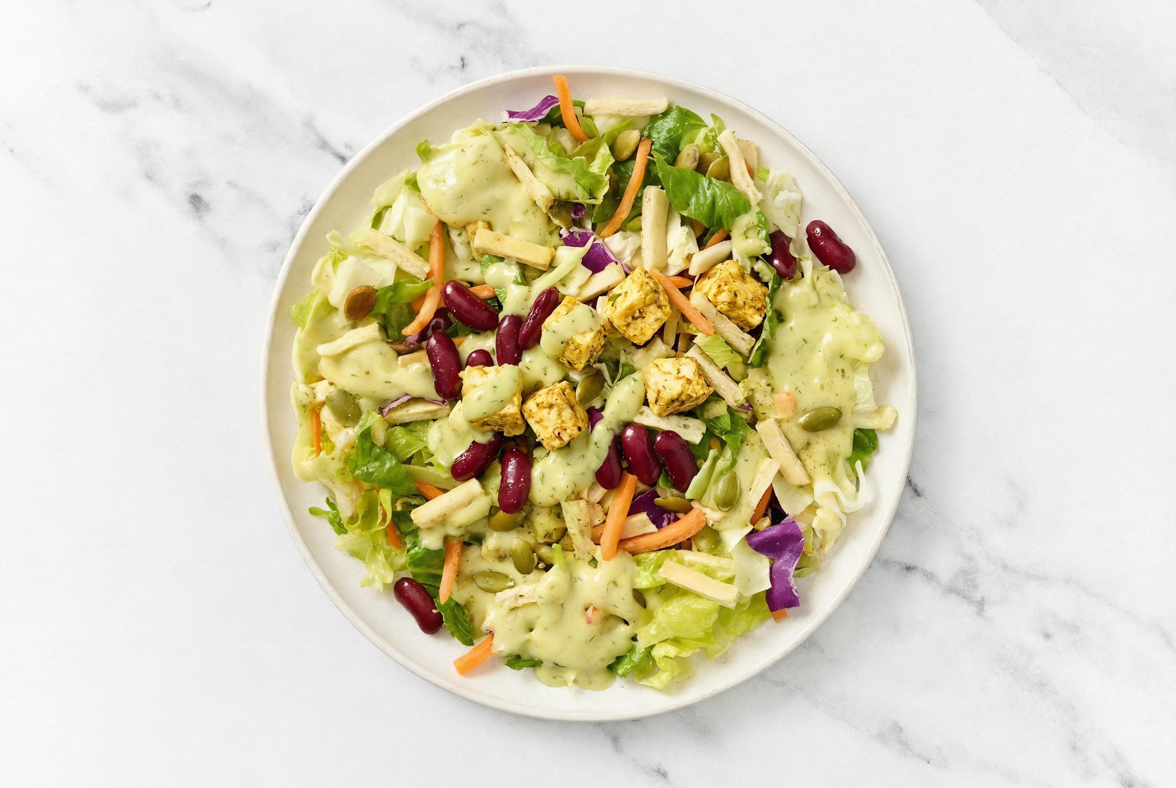 Tofu + Kidney Bean Green Goddess Salad