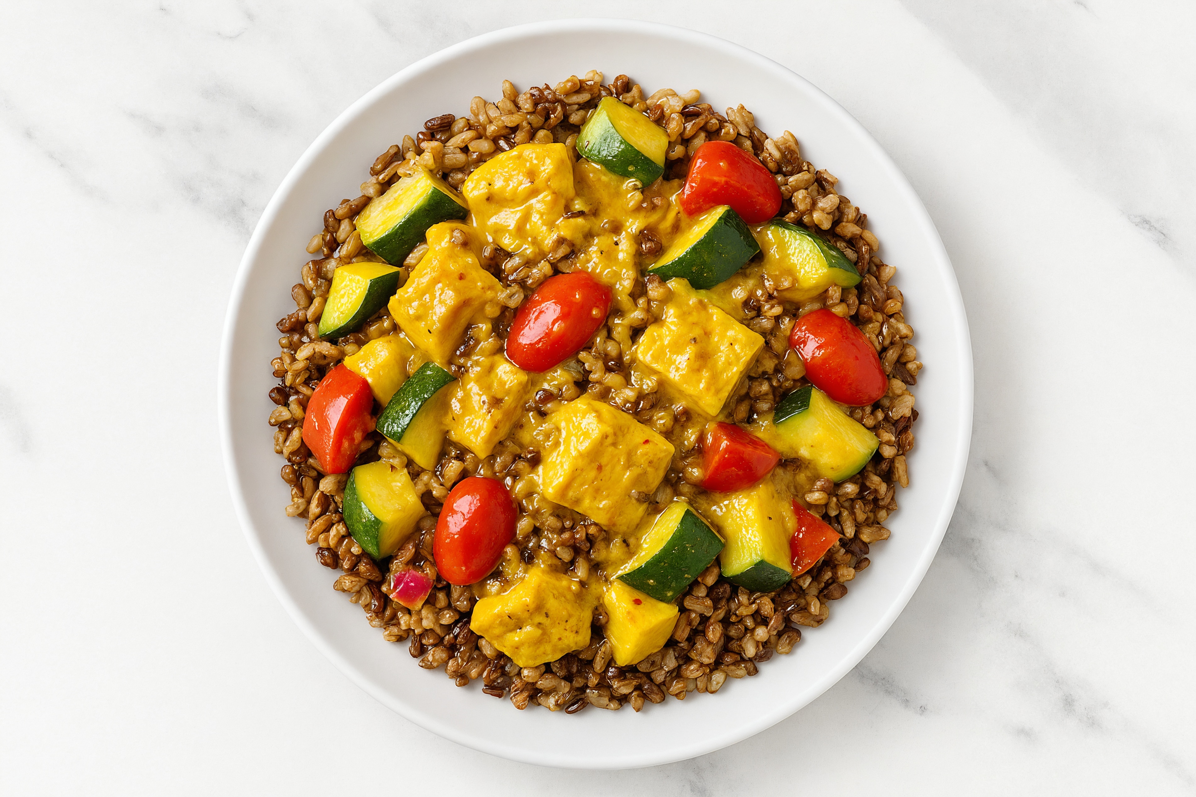 7-Grain + Summer Veg Curry Tofu Bowl