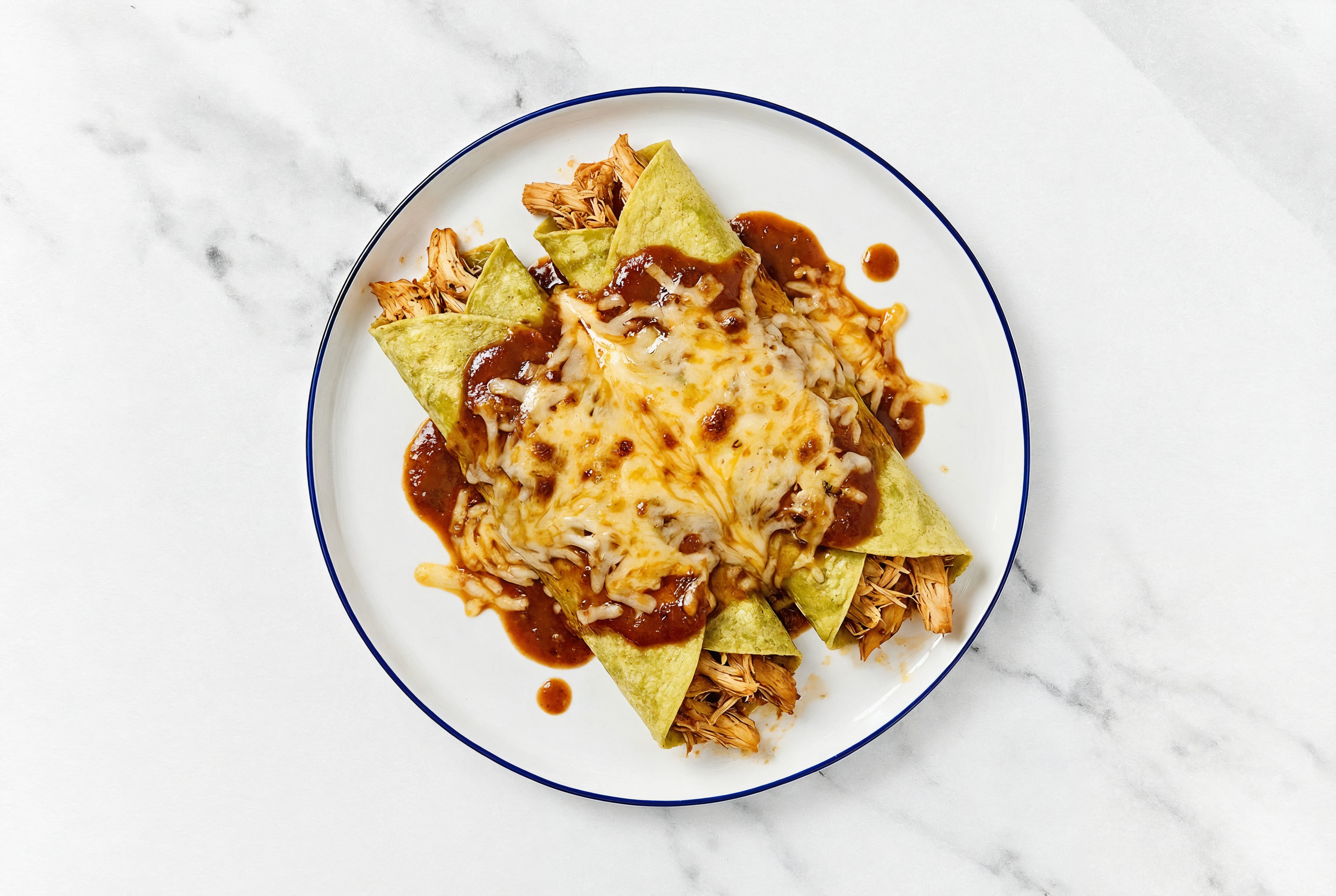 Garden Cheesy Chicken Enchiladas Rojas with Shredded Sharp Cheddar Cheese