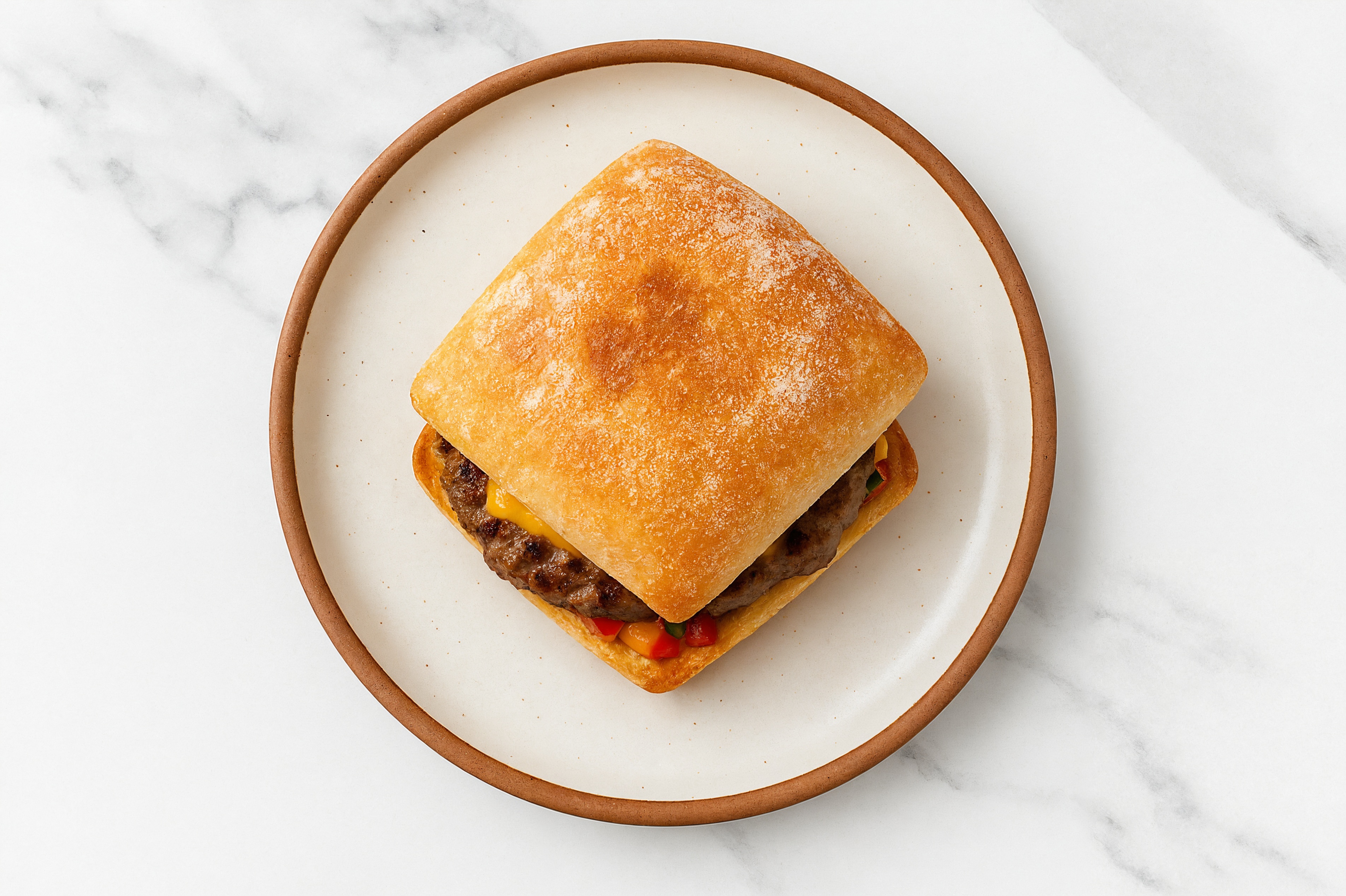 Lamb Burger on Ciabatta with Salsa & Cheddar