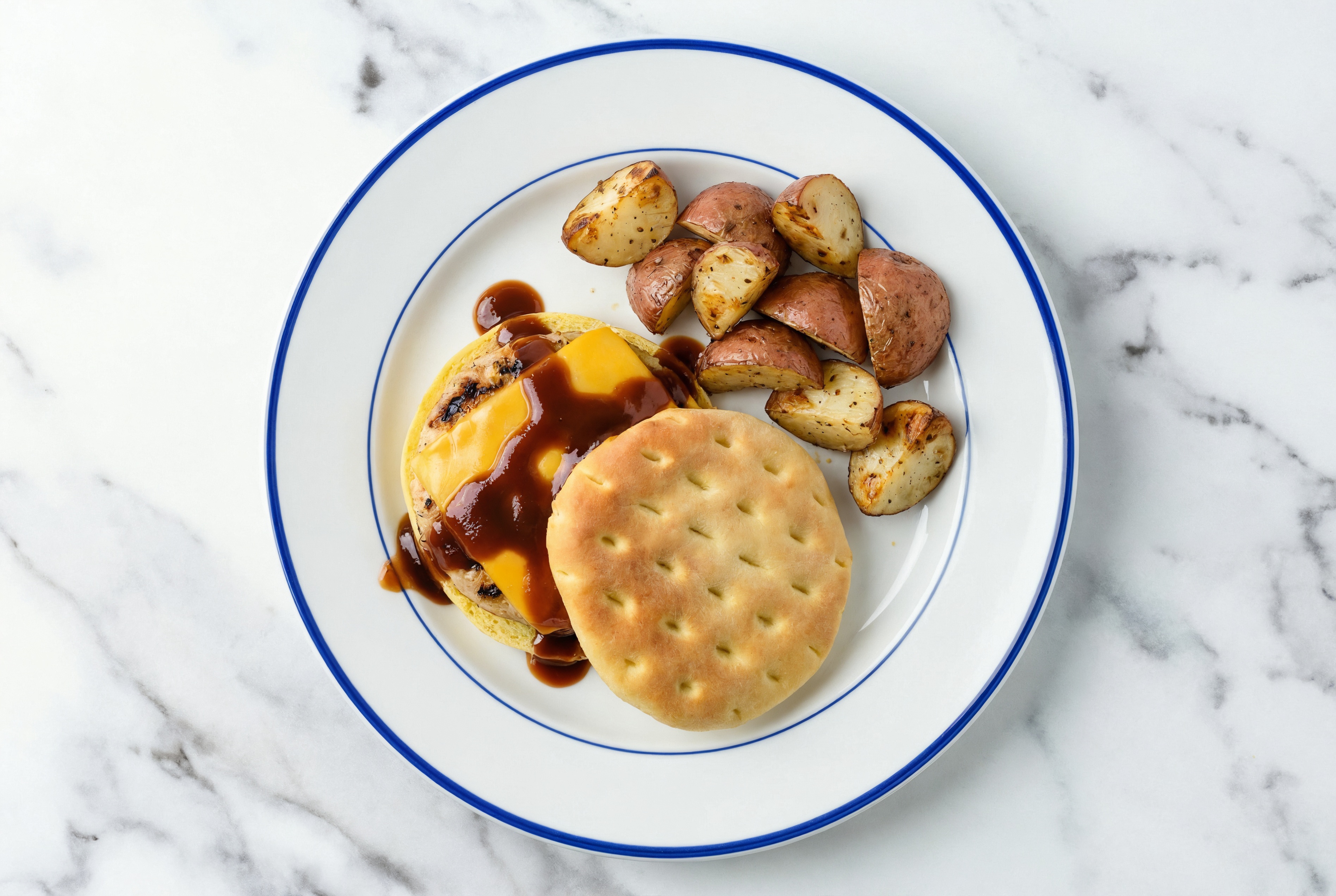 Savory BBQ Grilled Turkey Cheeseburger + Red Potatoes