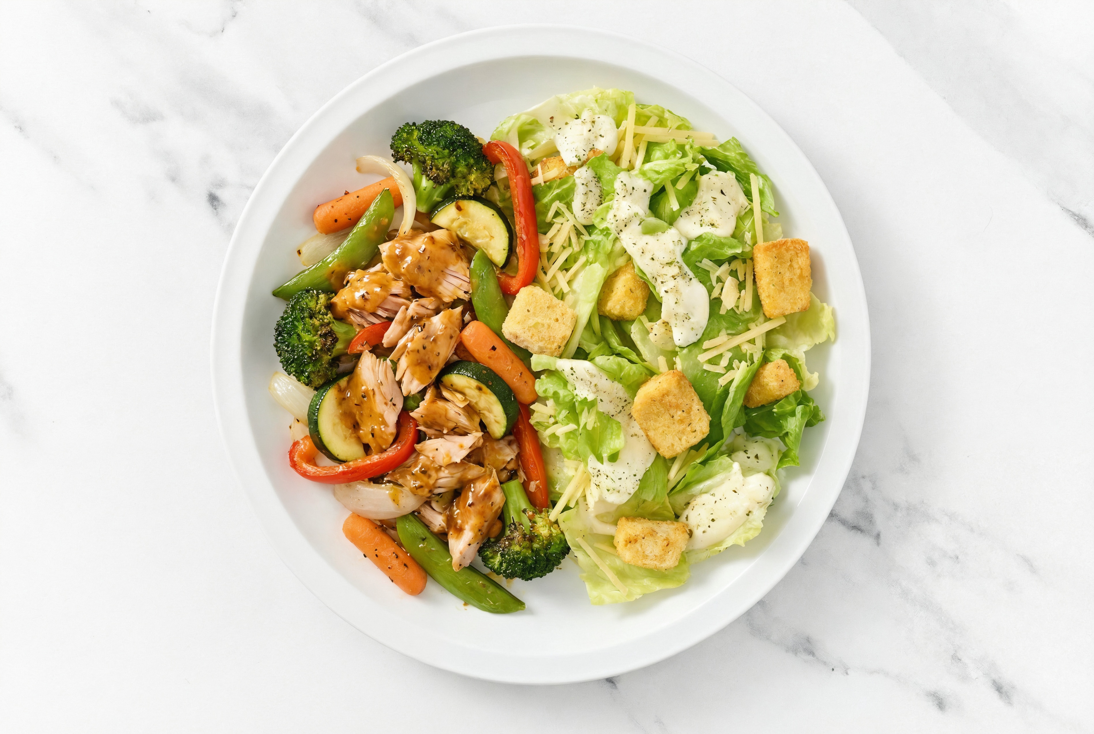 Smoky BBQ Sheet Pan Tuna & Veggies with Caesar Salad