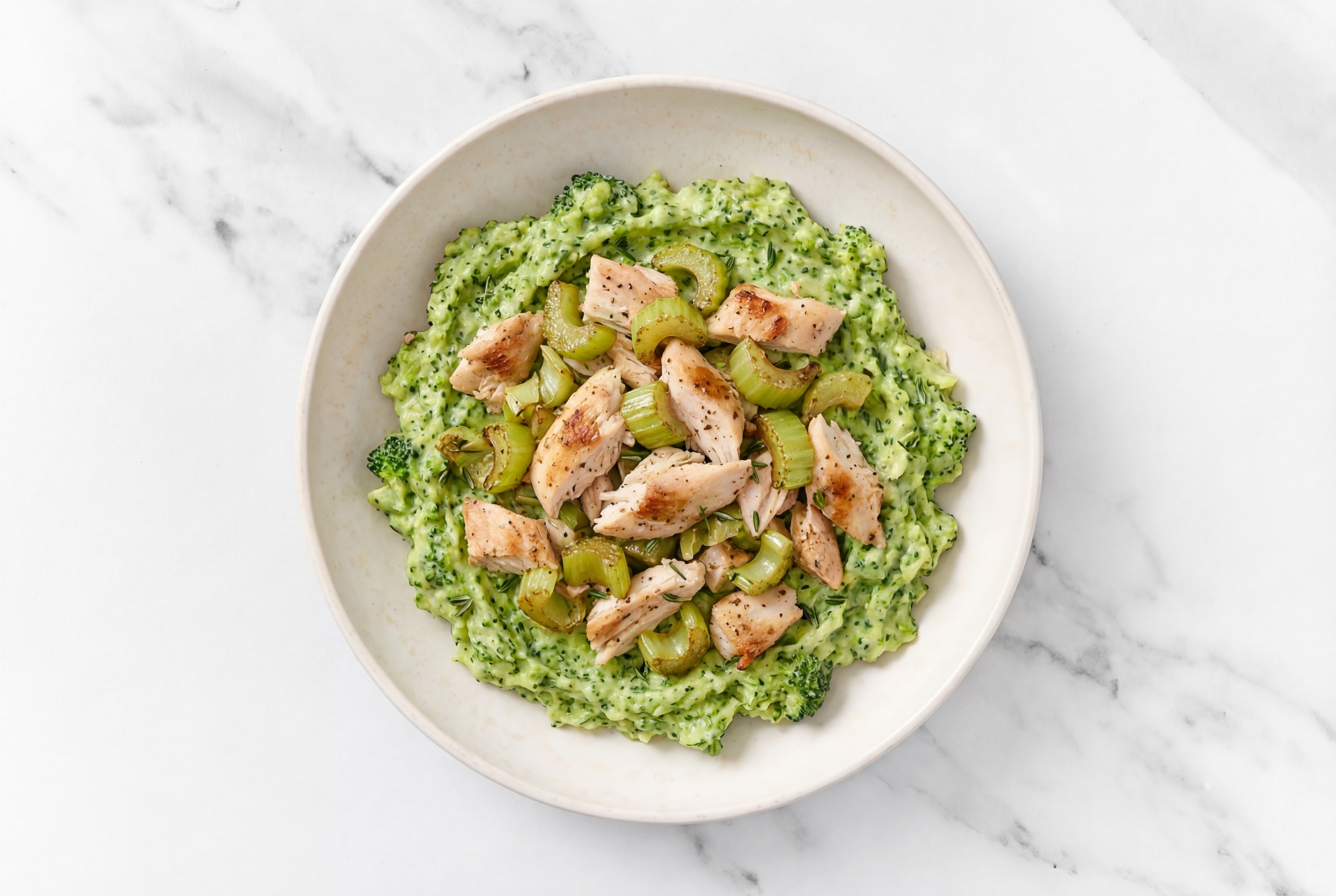 Chicken + Creamy Herb White Sauce Organic Broccoli Mash