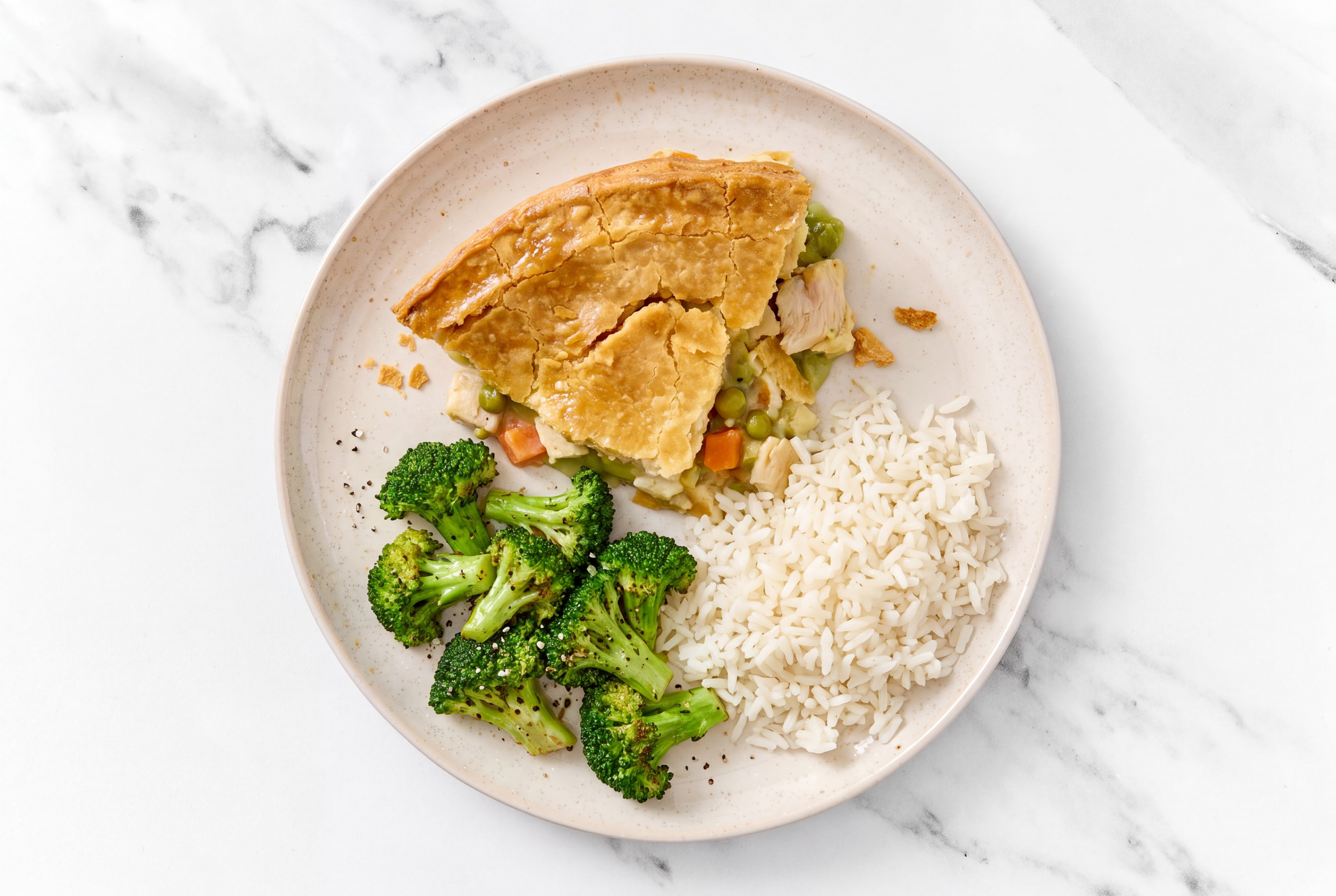 Chicken Pot Pie with Broccoli & White Rice